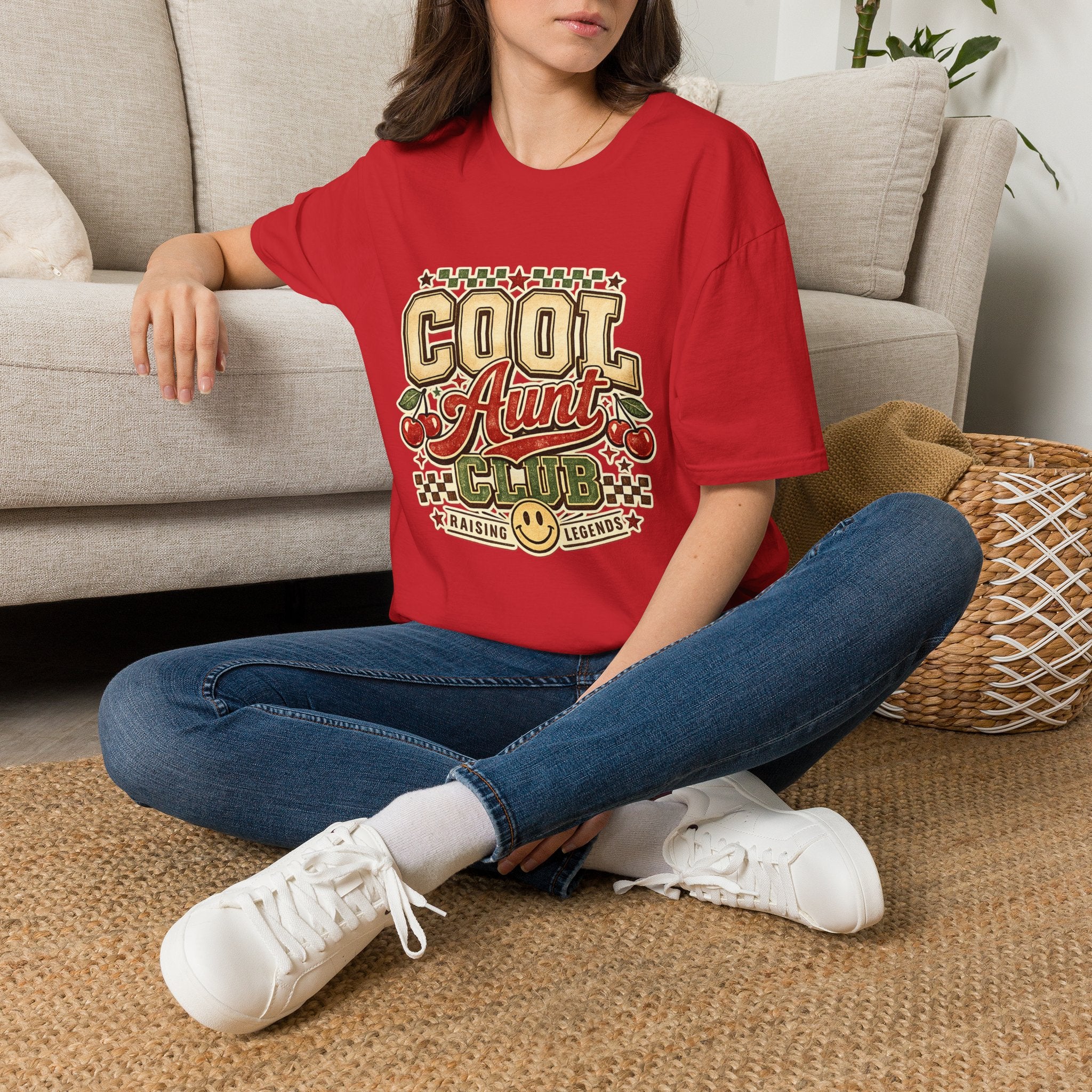Cherries Pop T-Shirt Aunt Club Vintage Cherry Graphic Tee for Fun-Loving Aunts