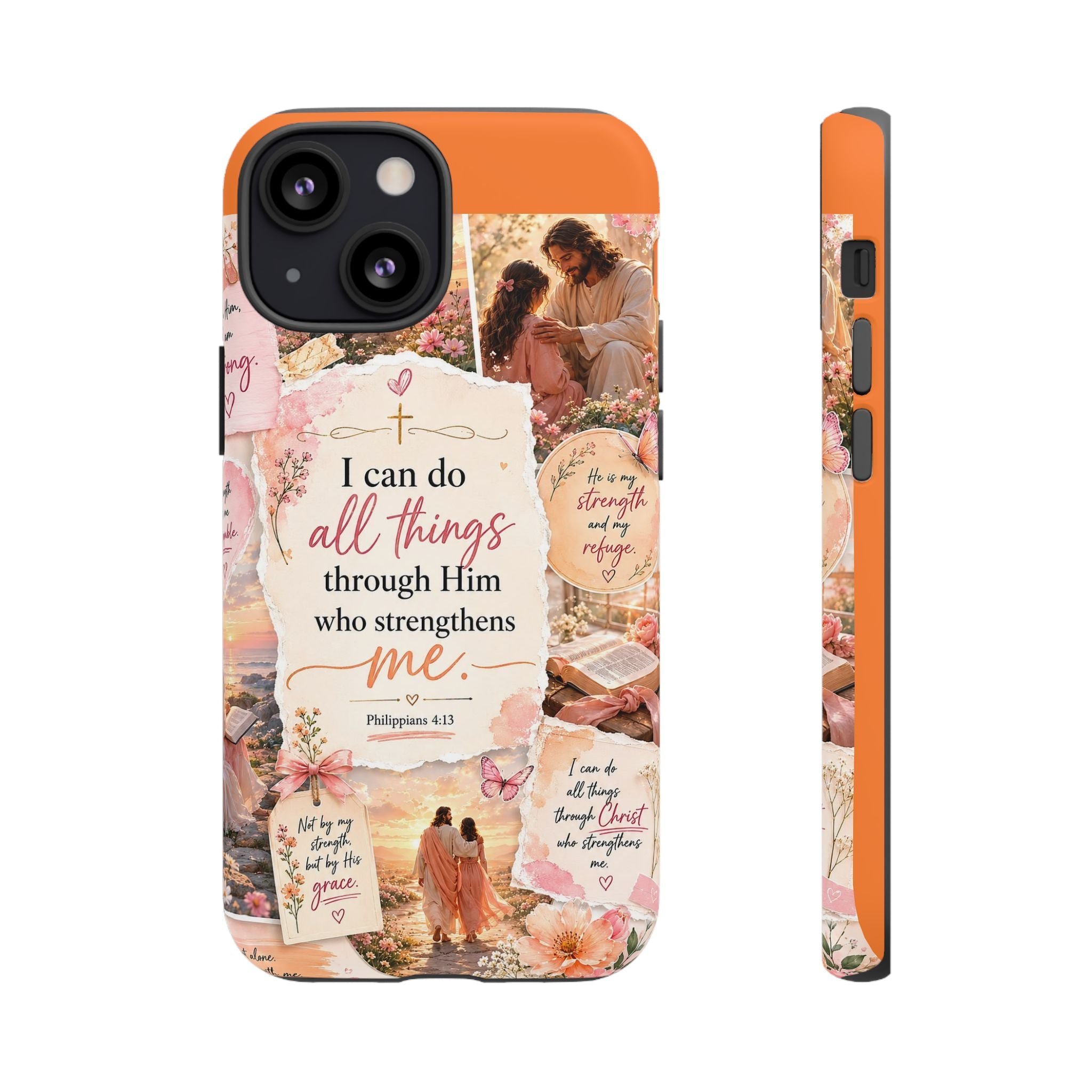 Christian Phone Case bible verses — "I Can Do All Things Through Him" Inspirational Scripture Design