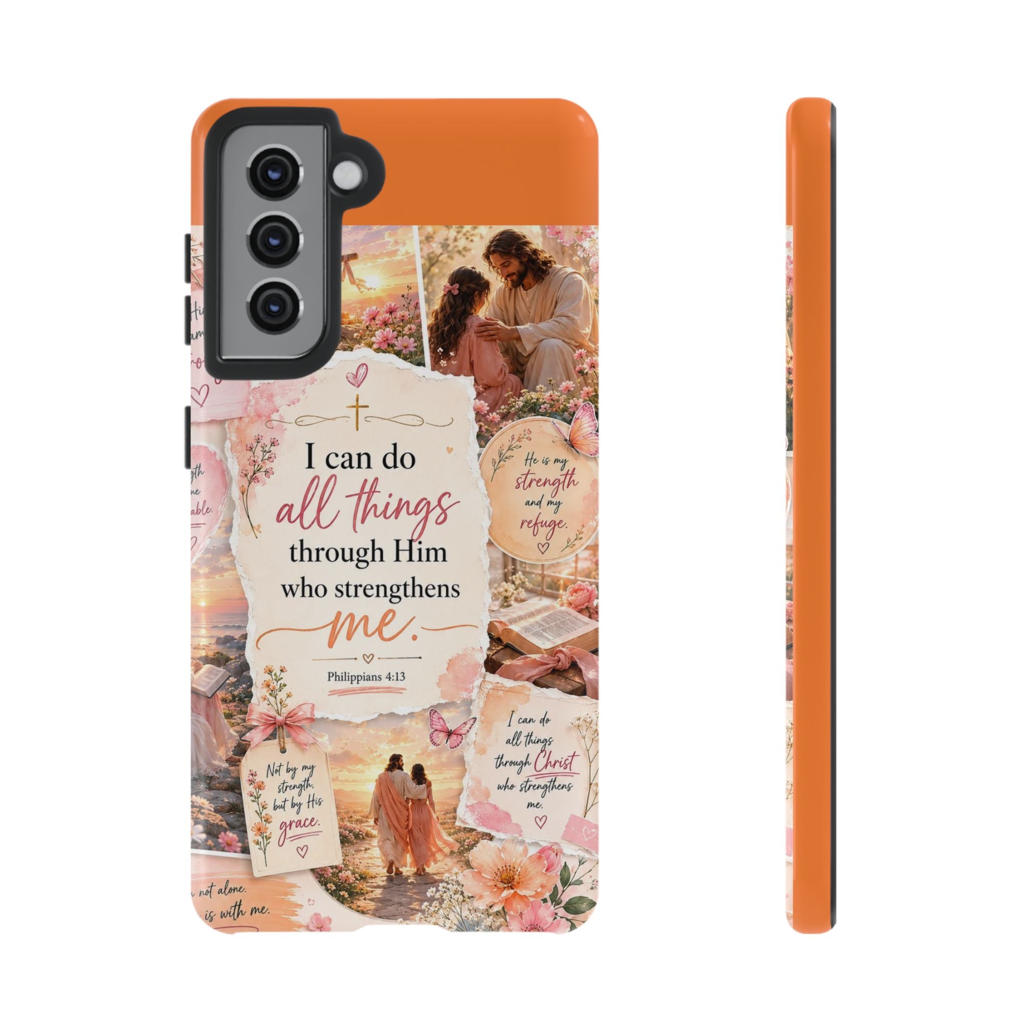 Christian Phone Case bible verses — "I Can Do All Things Through Him" Inspirational Scripture Design