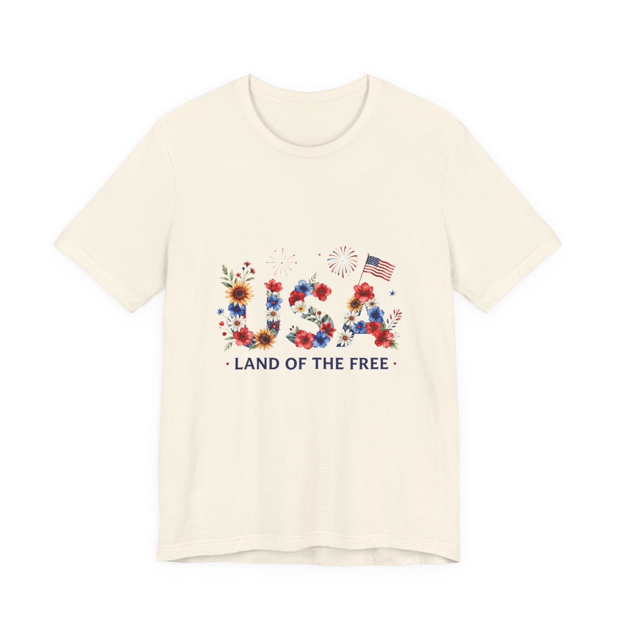 4th of July Tee Shirt Floral 'Land of the Free' T-Shirt