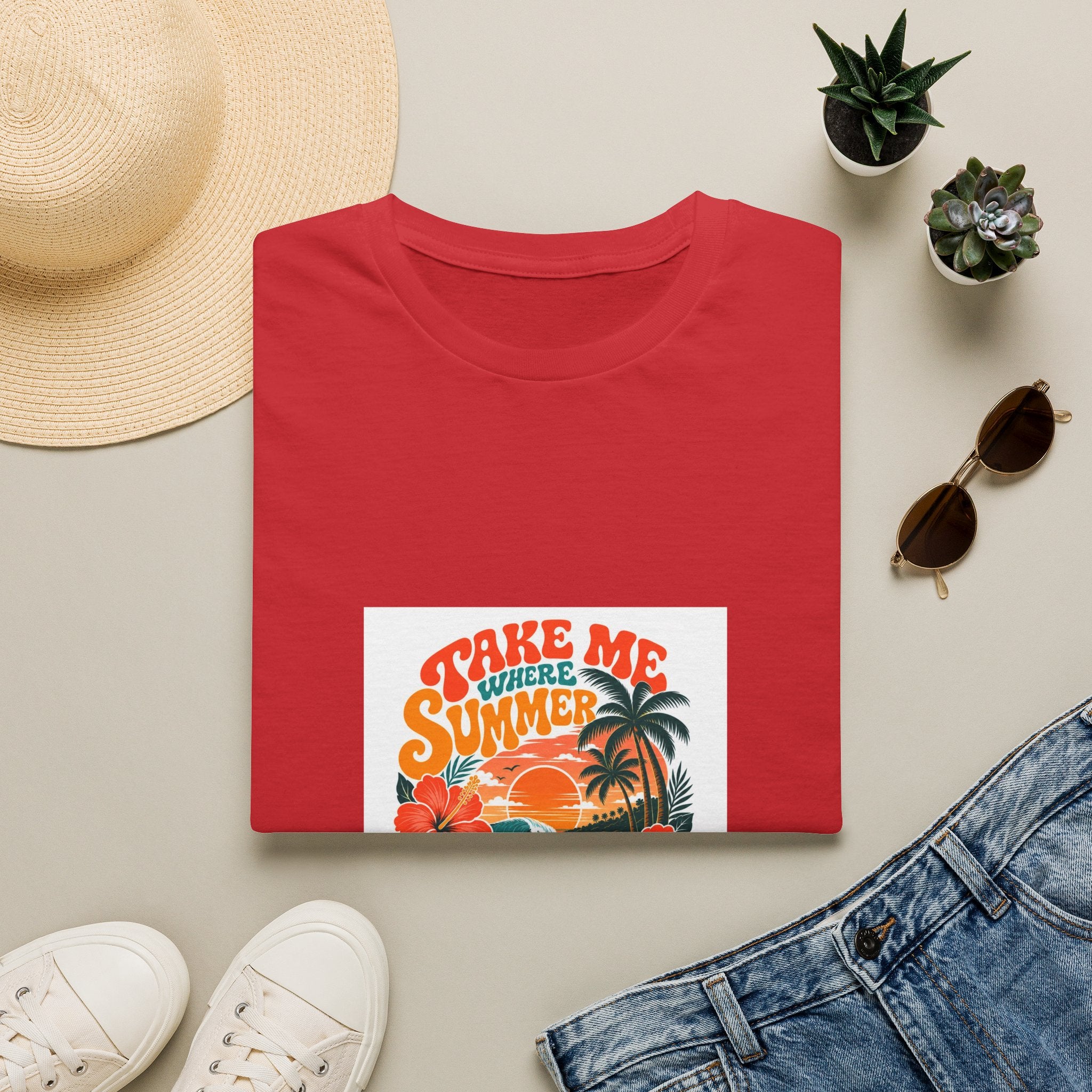 Summer  T-Shirts Summer Never Ends" Retro Palm Graphic Tee