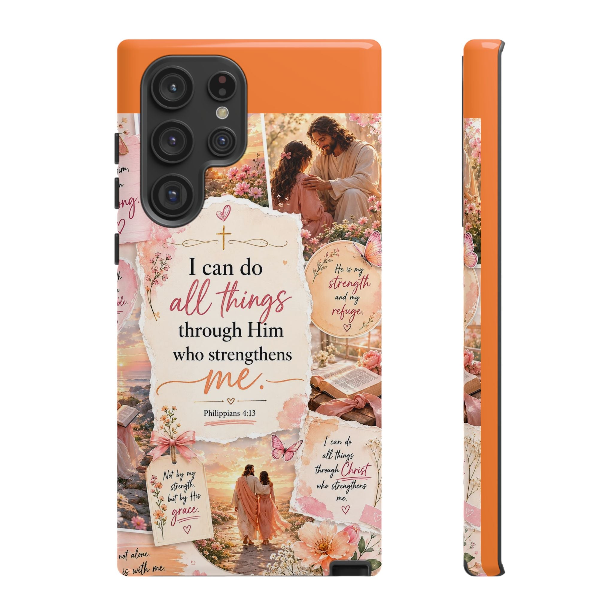 Christian Phone Case bible verses — "I Can Do All Things Through Him" Inspirational Scripture Design
