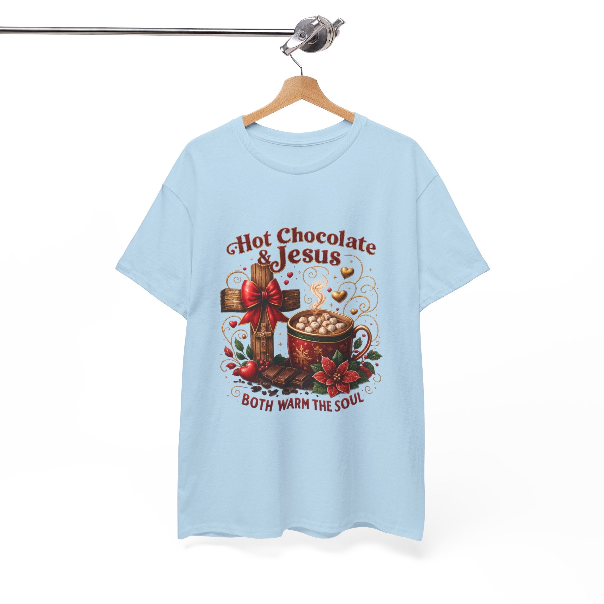 Christian T-Shirt — Hot Chocolate & Jesus "Both Warm the Soul" Christian Holiday Tee