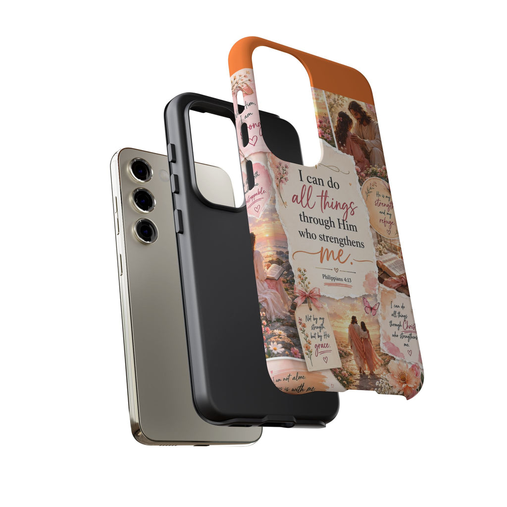Christian Phone Case bible verses — "I Can Do All Things Through Him" Inspirational Scripture Design