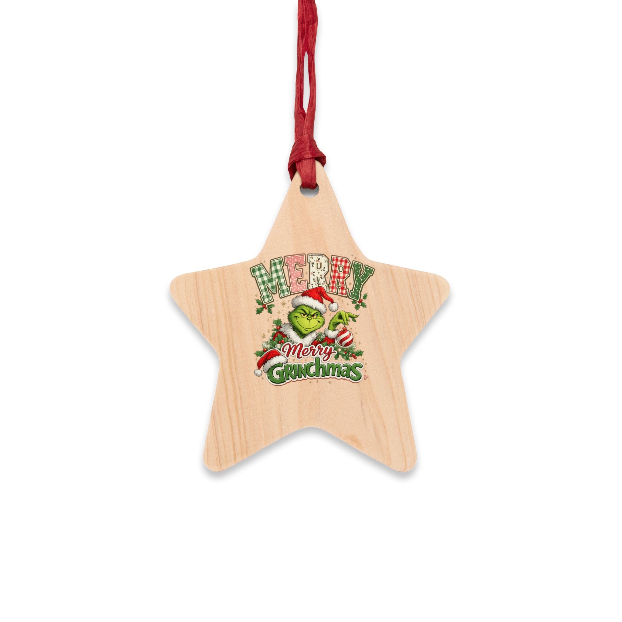 Bell Wooden Ornament – "Merry Grinchmas" Holiday Christmas Tree Decoration