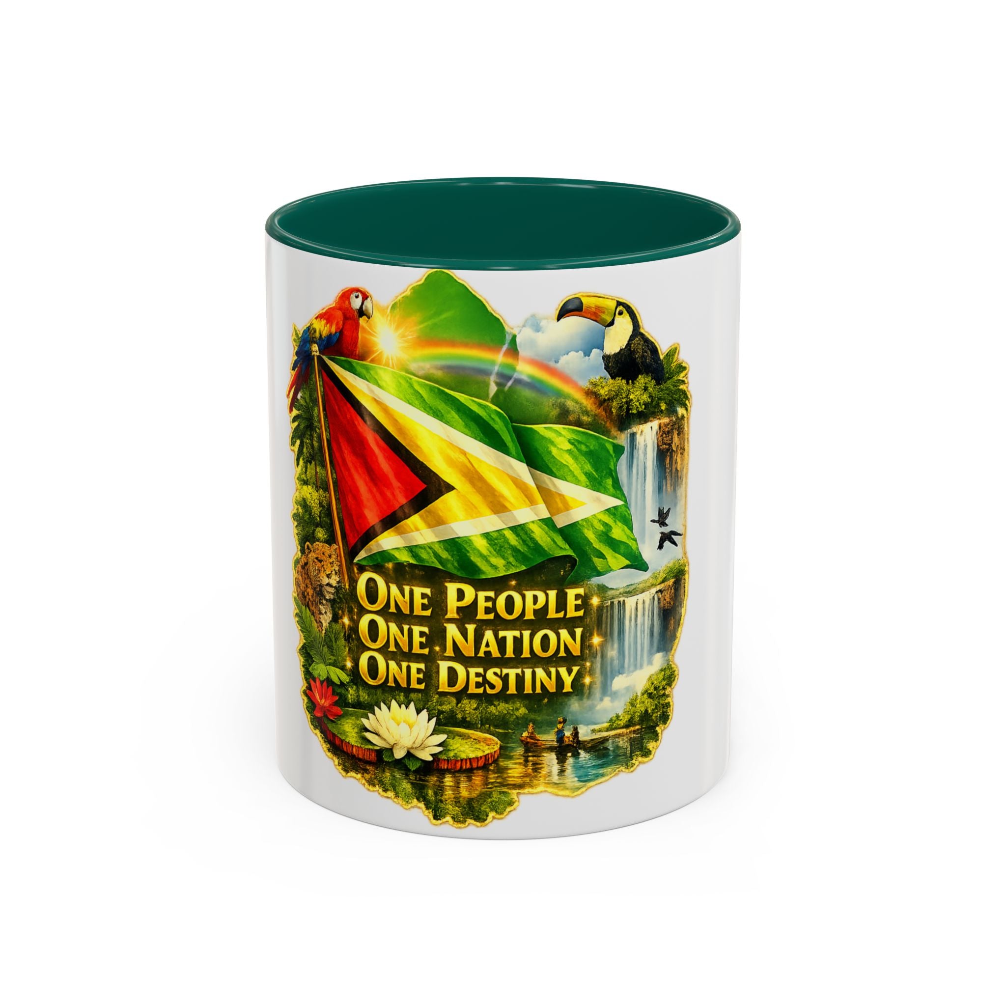 Coffee Mug souvenir that represents Guyana – "One People, One Nation, One Destiny" 11oz/15oz