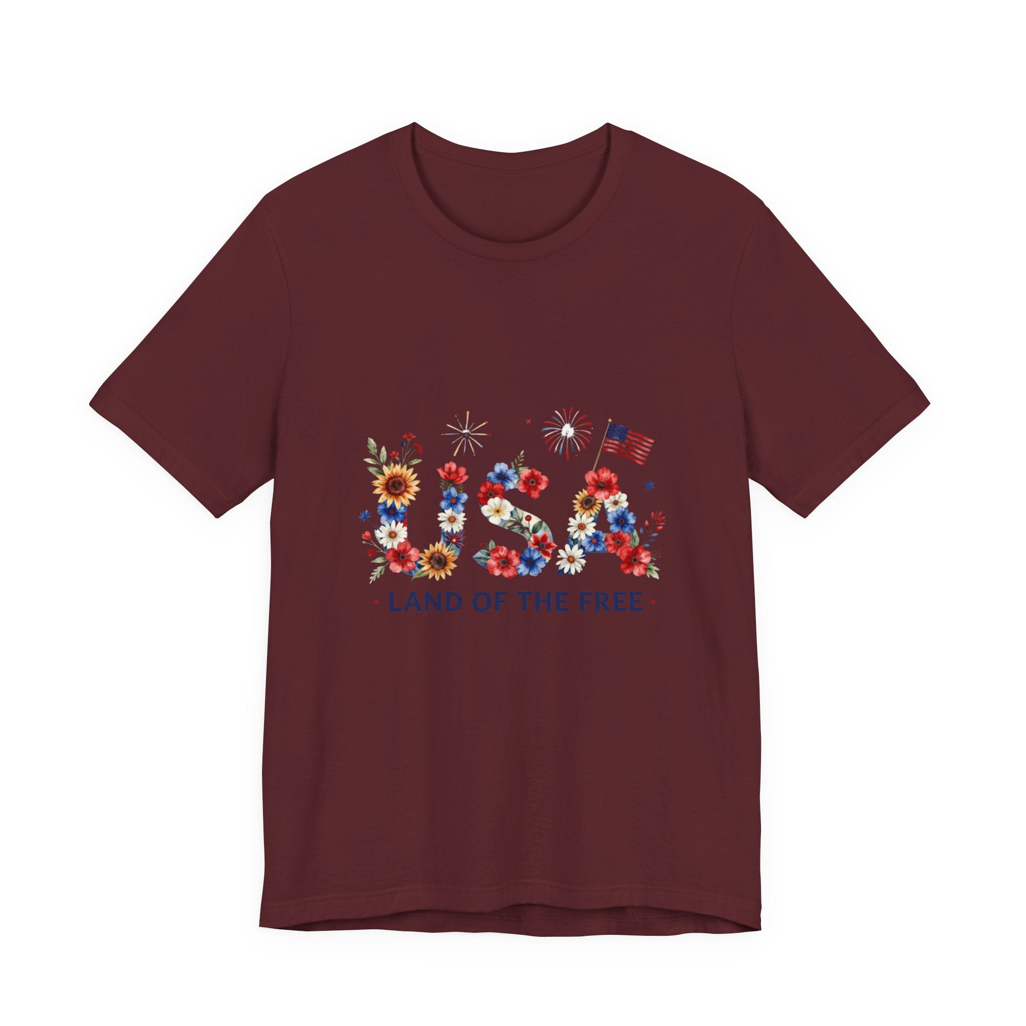 4th of July Tee Shirt Floral 'Land of the Free' T-Shirt