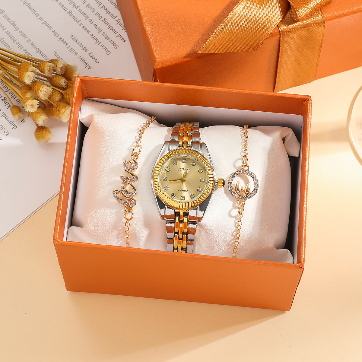 Gold Dial Ladies Watch Fashionable