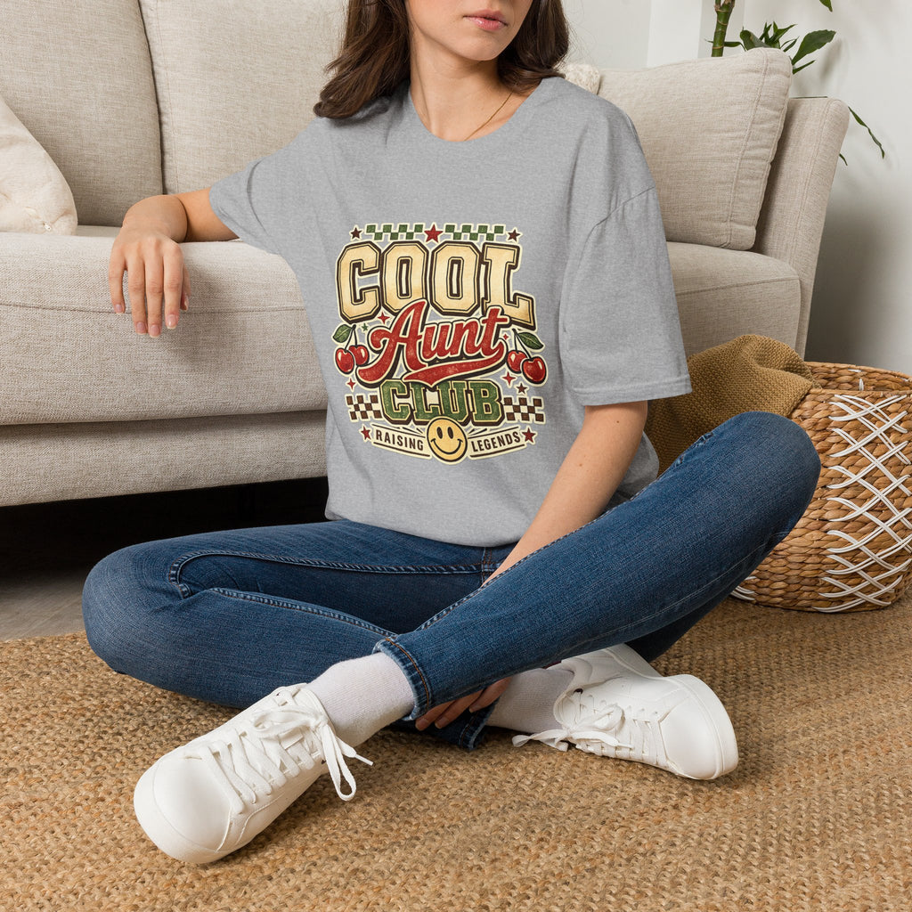 Cherries Pop T-Shirt Aunt Club Vintage Cherry Graphic Tee for Fun-Loving Aunts