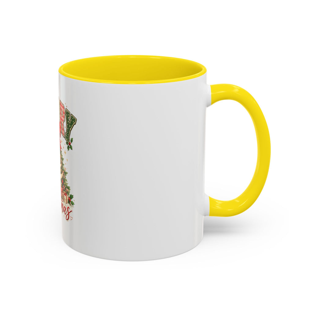 Merry Christmas Accent Coffee Mug – Festive Holiday Tree & Bow (11/15oz)