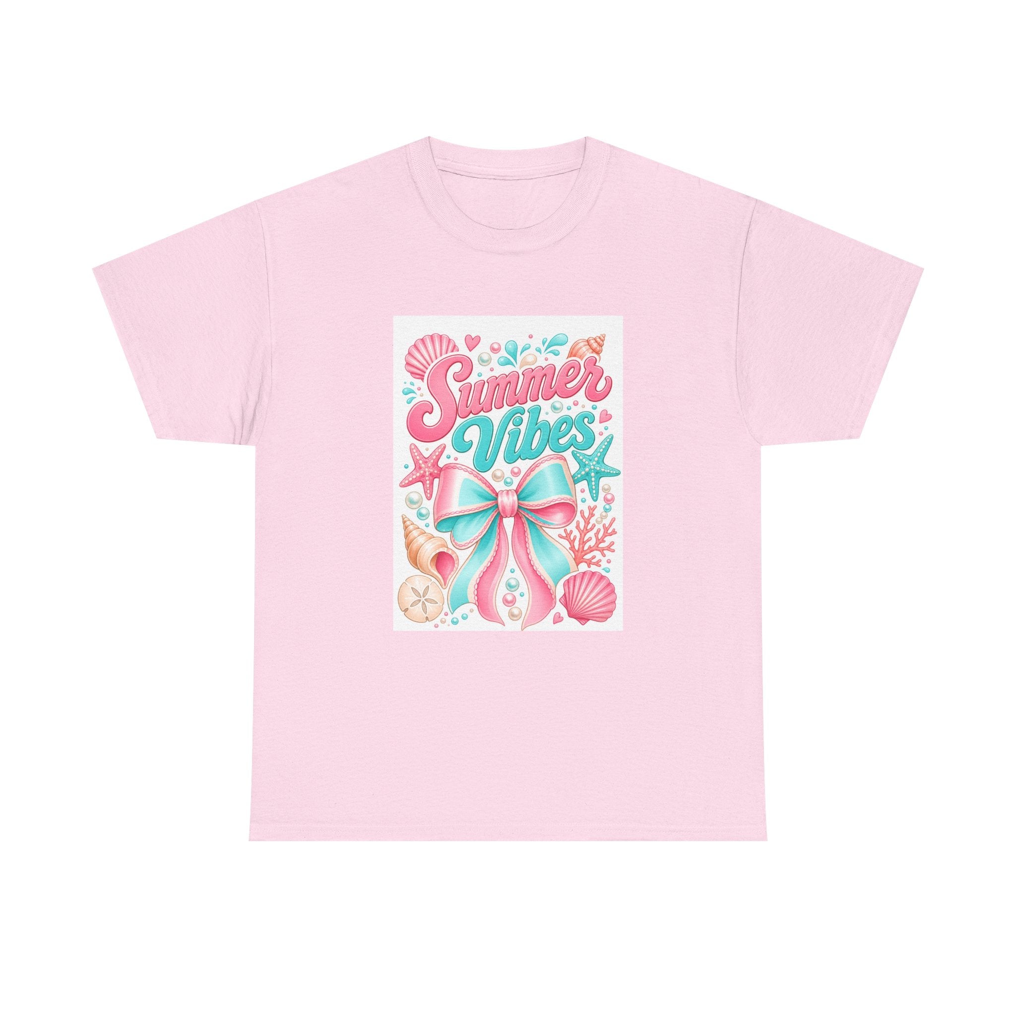 Summer Vibes T-Shirt — Pastel Mermaid Bow Beach Graphic Tee