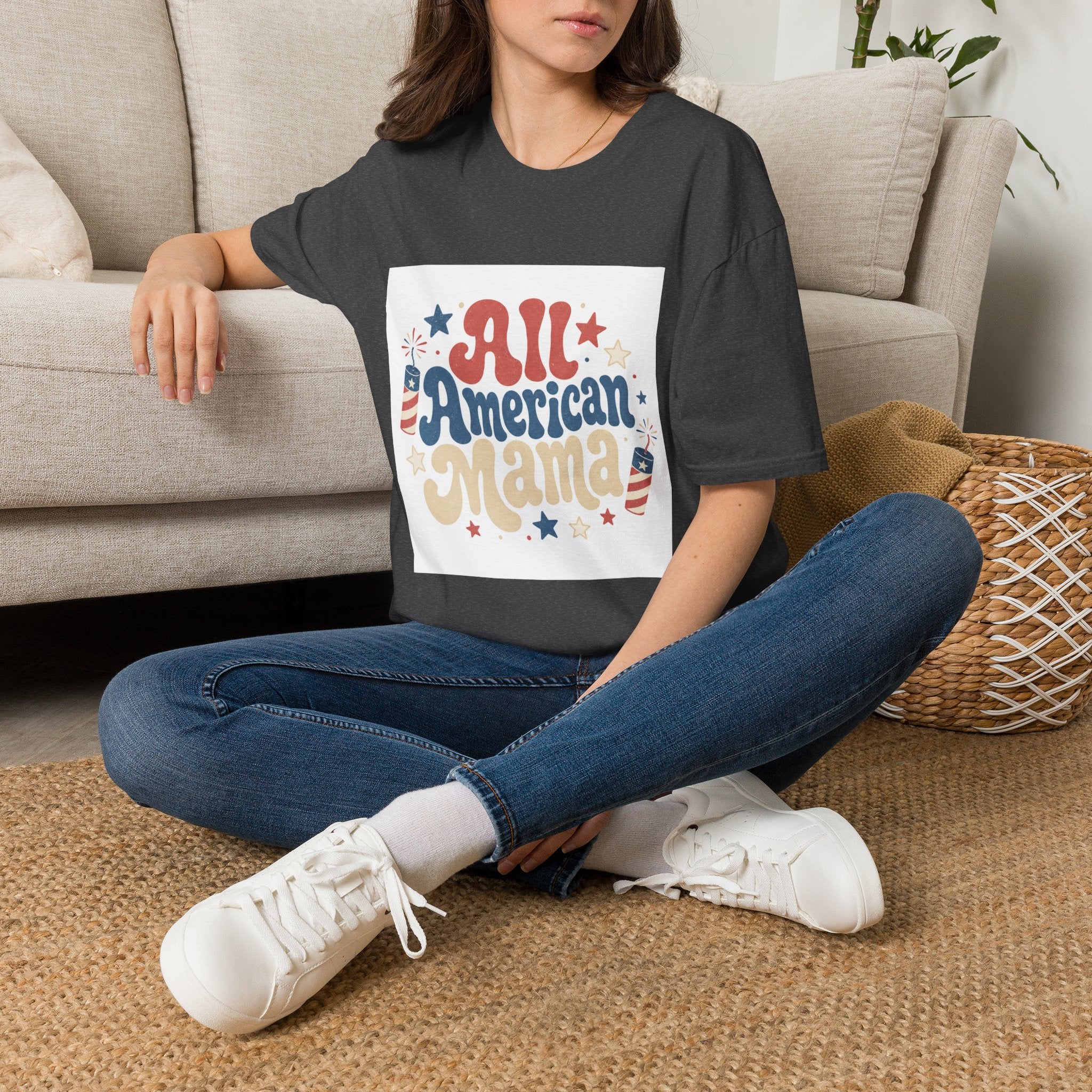 4th of July Tee  All American Tee — Retro Patriotic "All American Mama" Graphic T-Shirt