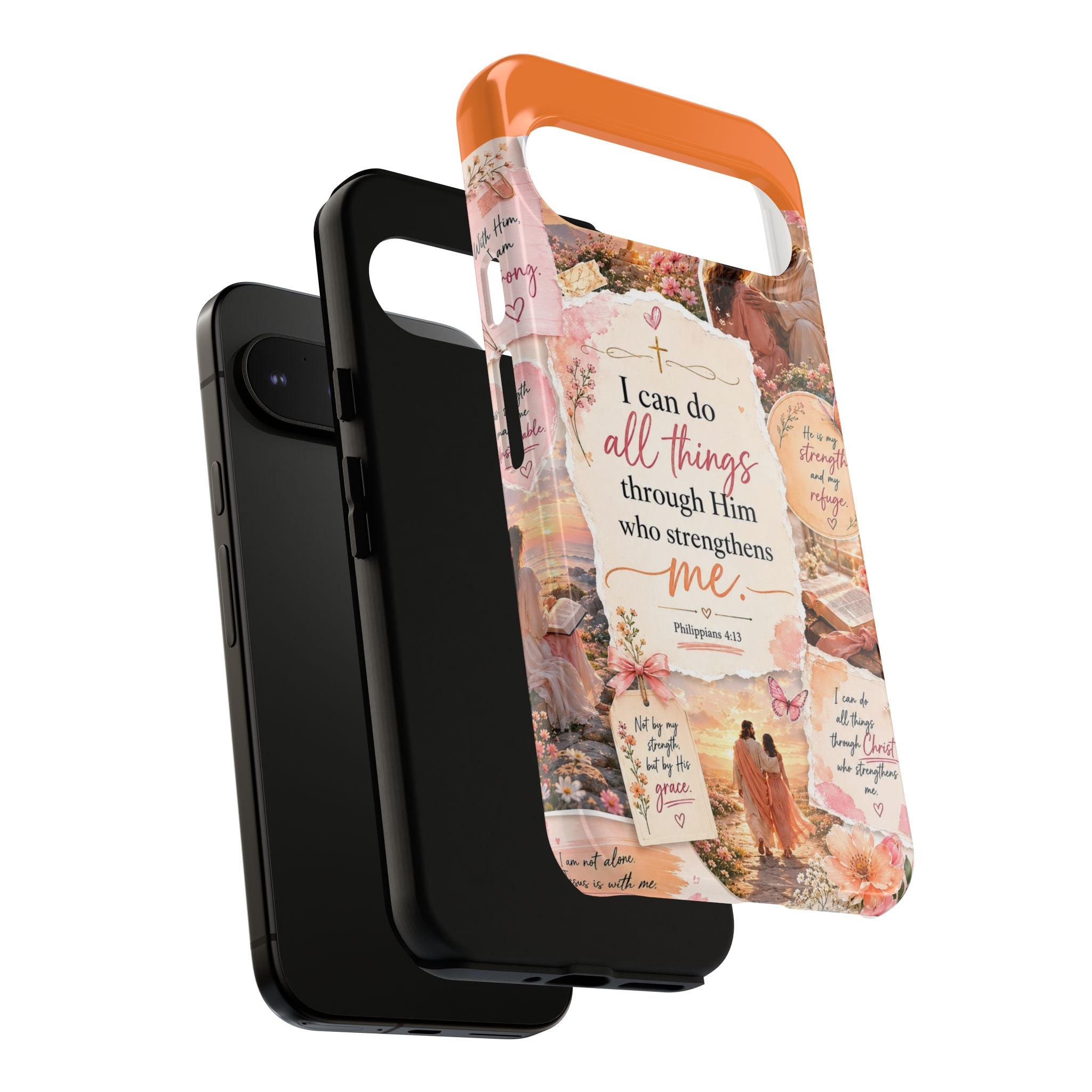 Christian Phone Case bible verses — "I Can Do All Things Through Him" Inspirational Scripture Design