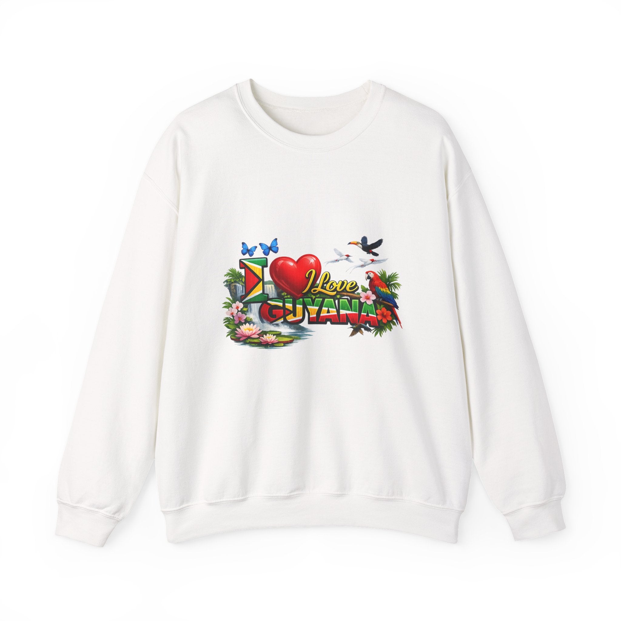 Guyana Pride Crewneck Sweatshirt — I Love Guyana Tropical Graphic Unisex