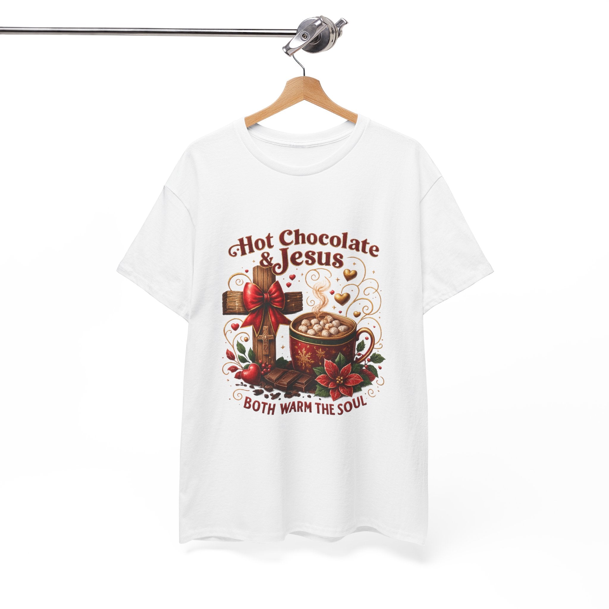 Christian T-Shirt — Hot Chocolate & Jesus "Both Warm the Soul" Christian Holiday Tee
