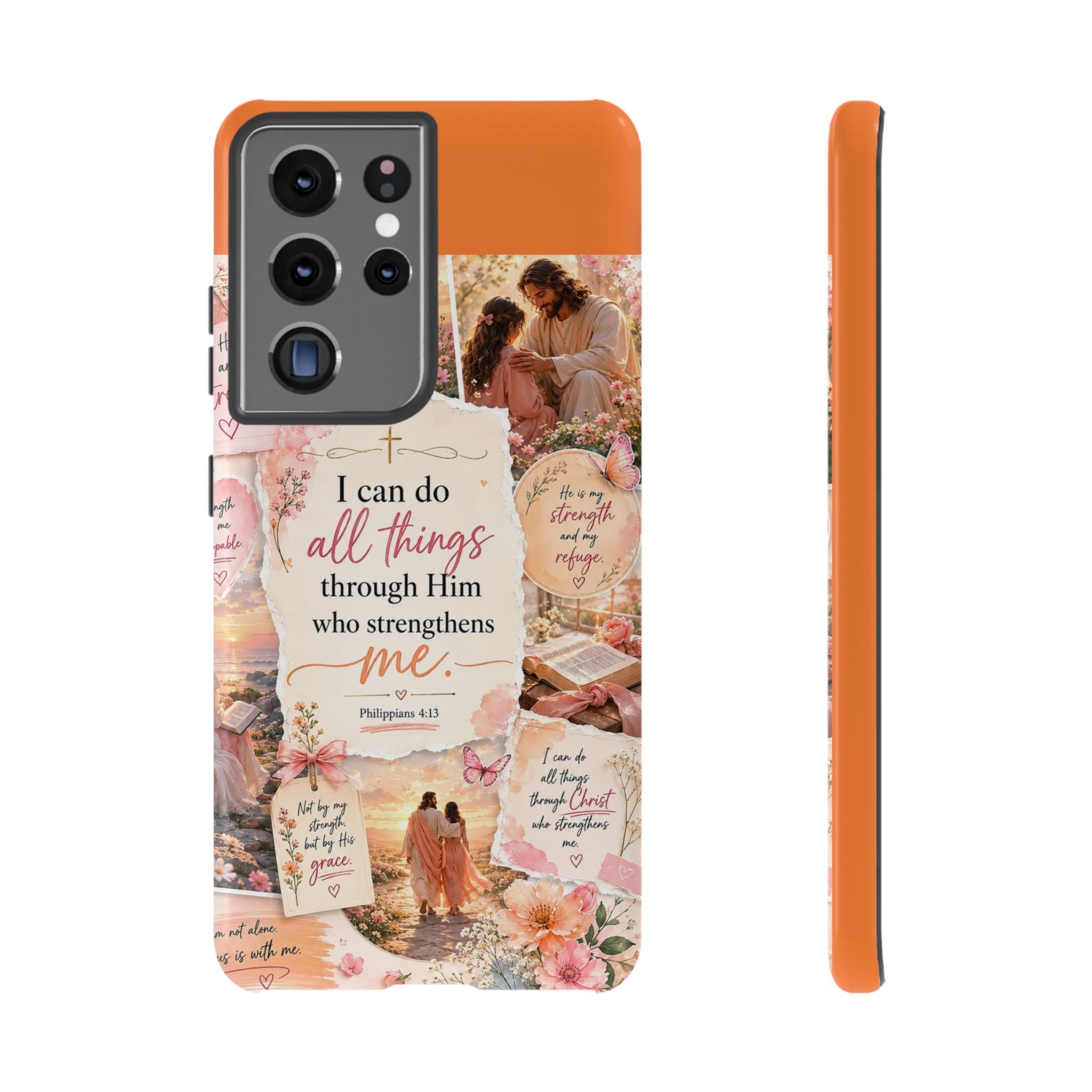 Christian Phone Case bible verses — "I Can Do All Things Through Him" Inspirational Scripture Design