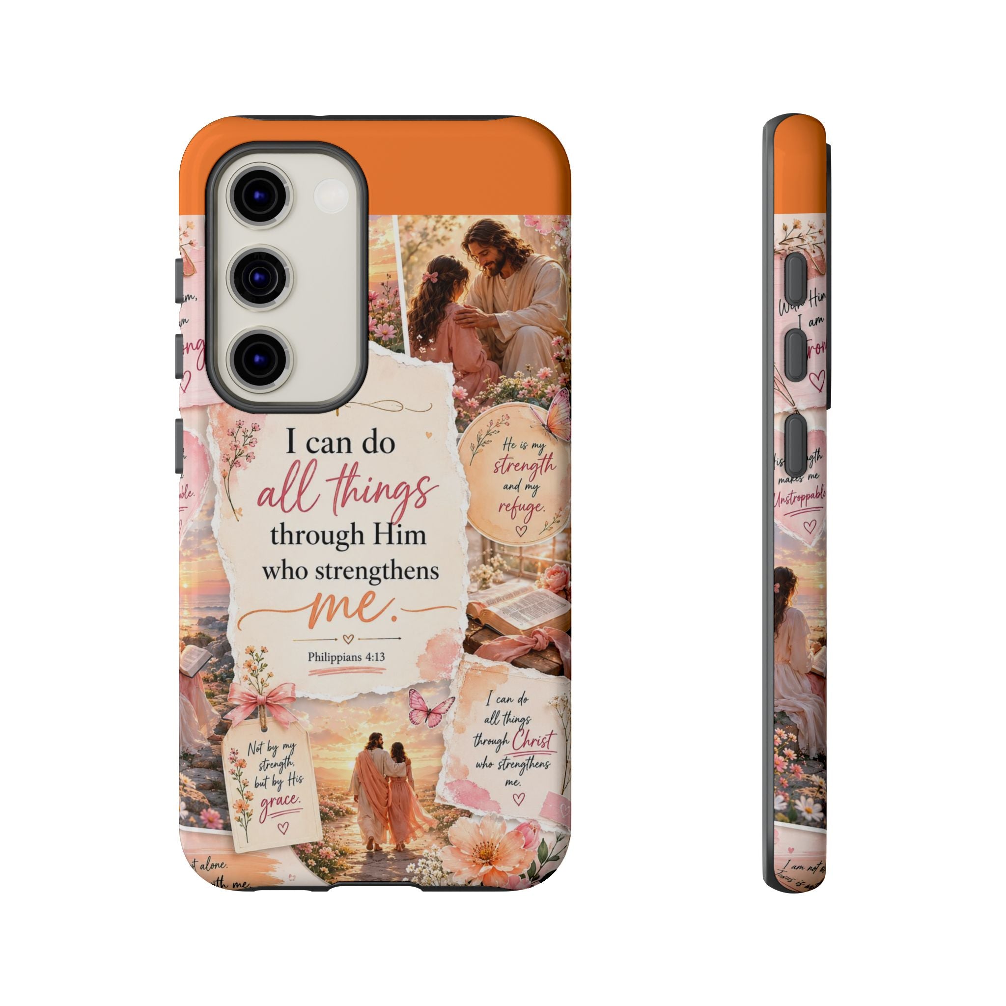 Christian Phone Case bible verses — "I Can Do All Things Through Him" Inspirational Scripture Design