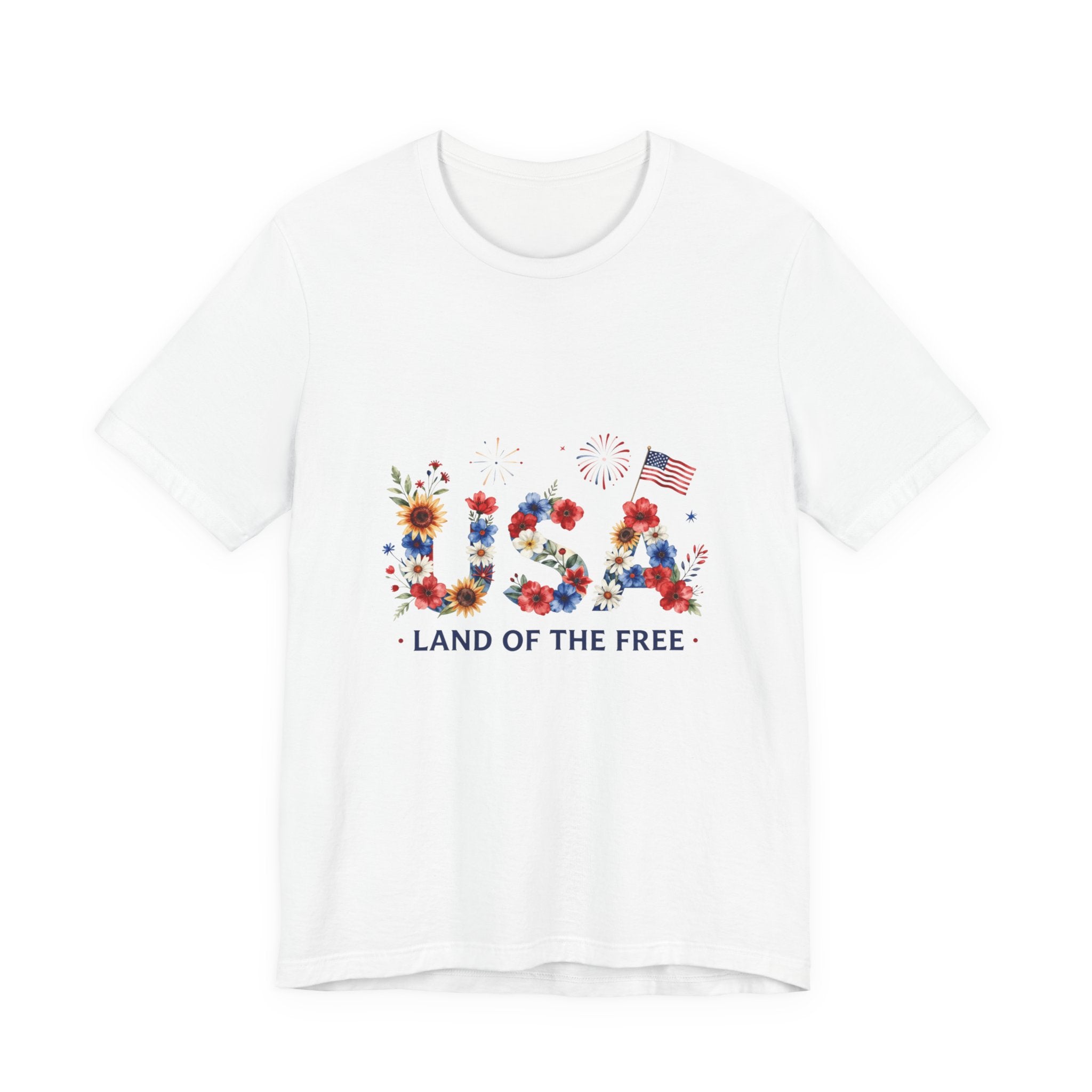 4th of July Tee Shirt Floral 'Land of the Free' T-Shirt
