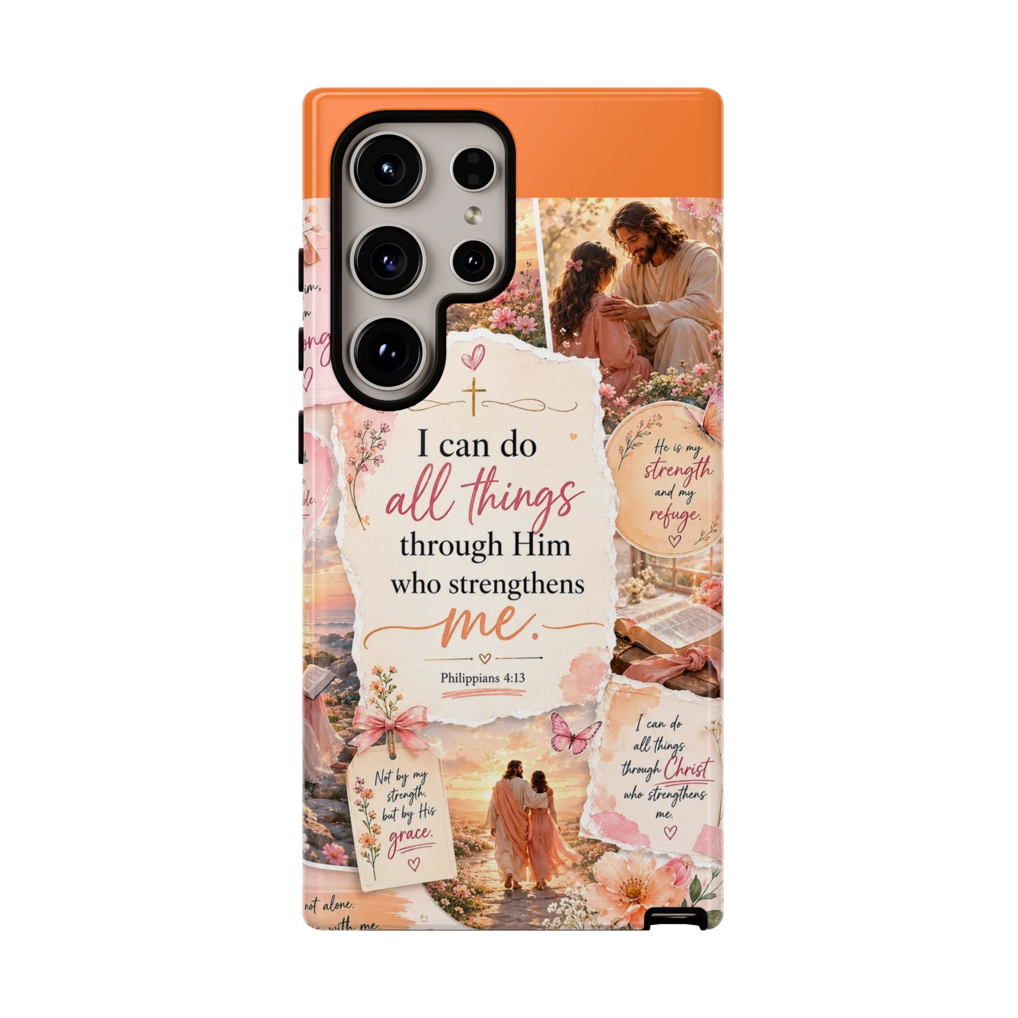 Christian Phone Case bible verses — "I Can Do All Things Through Him" Inspirational Scripture Design