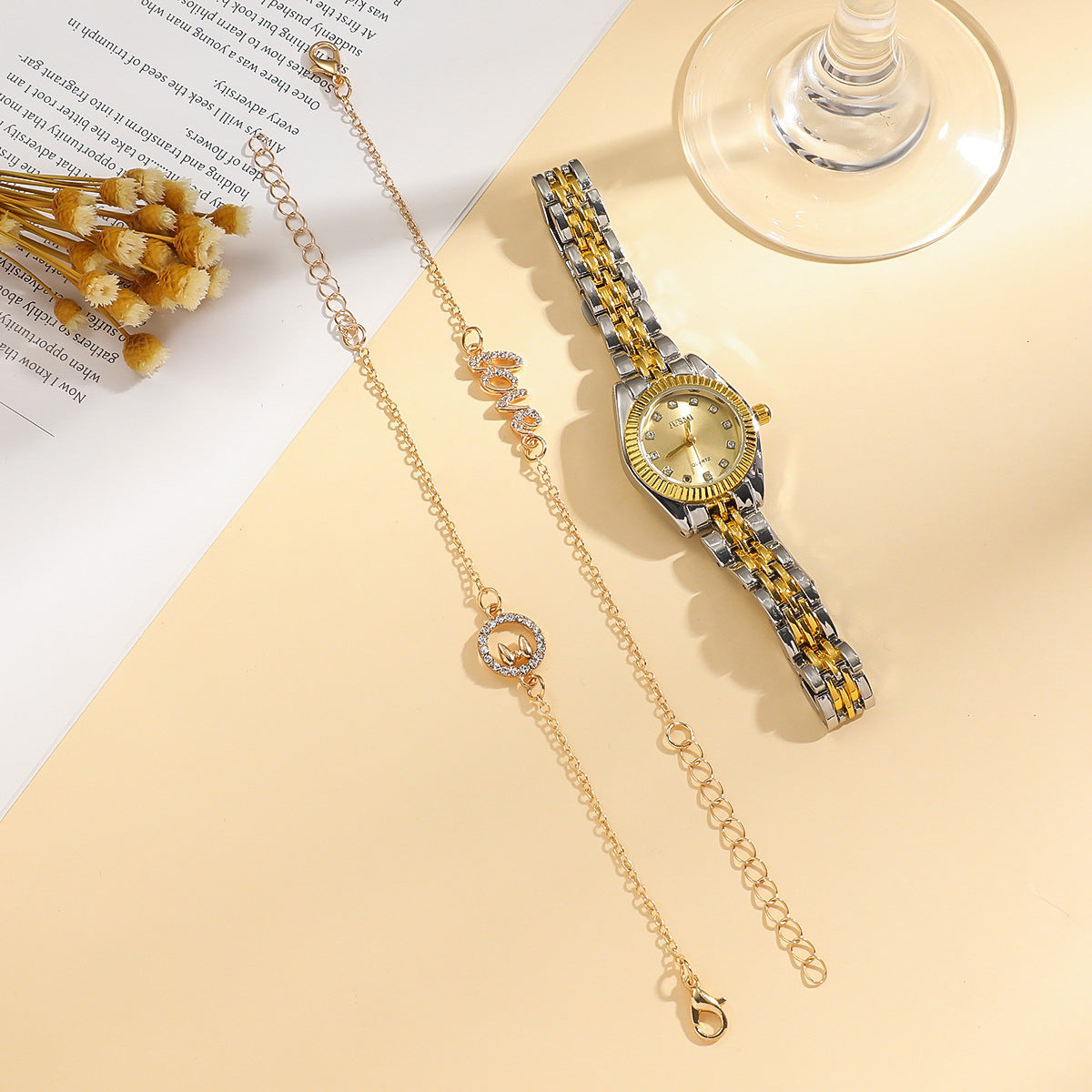 Gold Dial Ladies Watch Fashionable