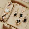 Women Alloy Leaf Bracelet Quartz Watch Set