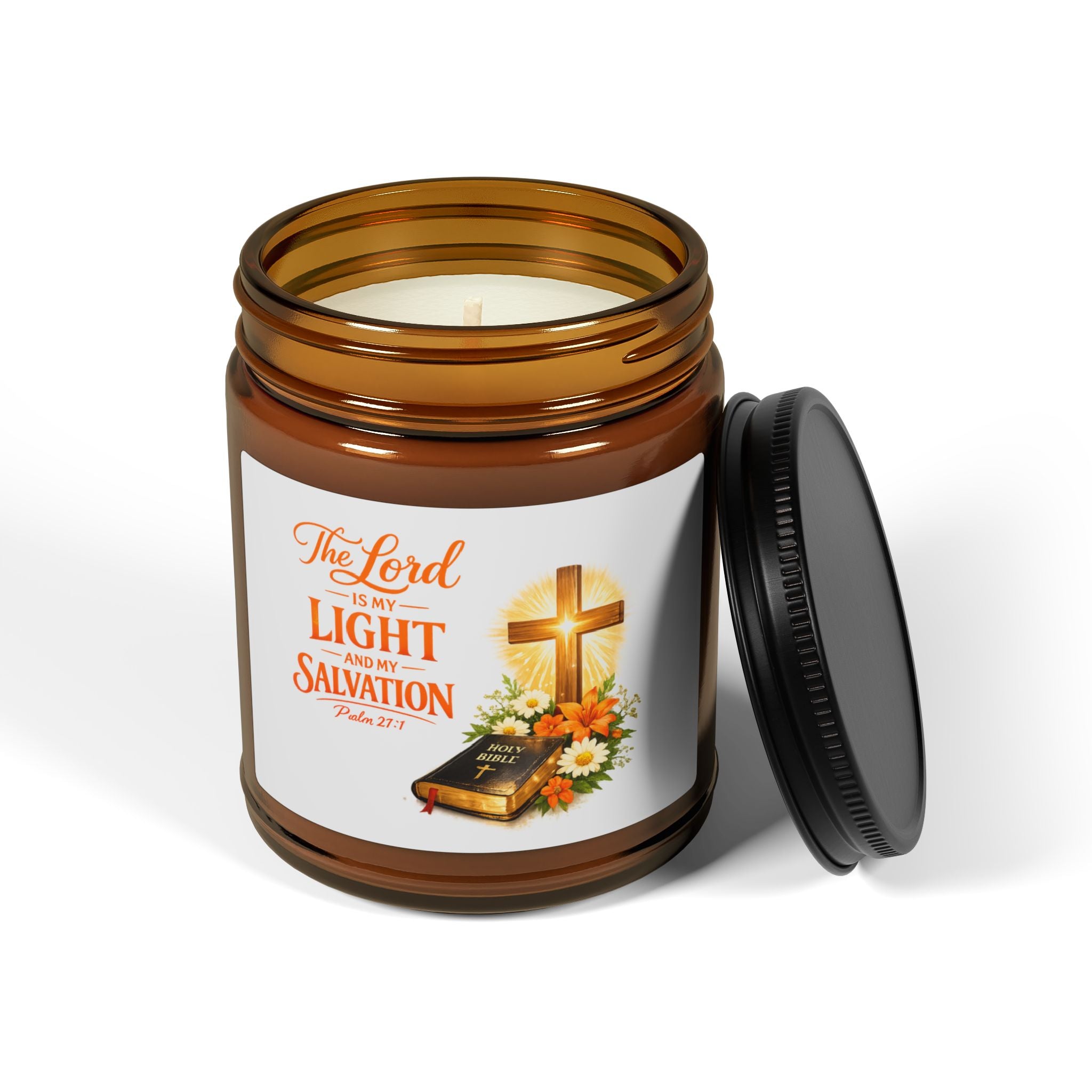 Faithful Light Soy Candle — 'The Lord Is My Light & Salvation' Amber Jar