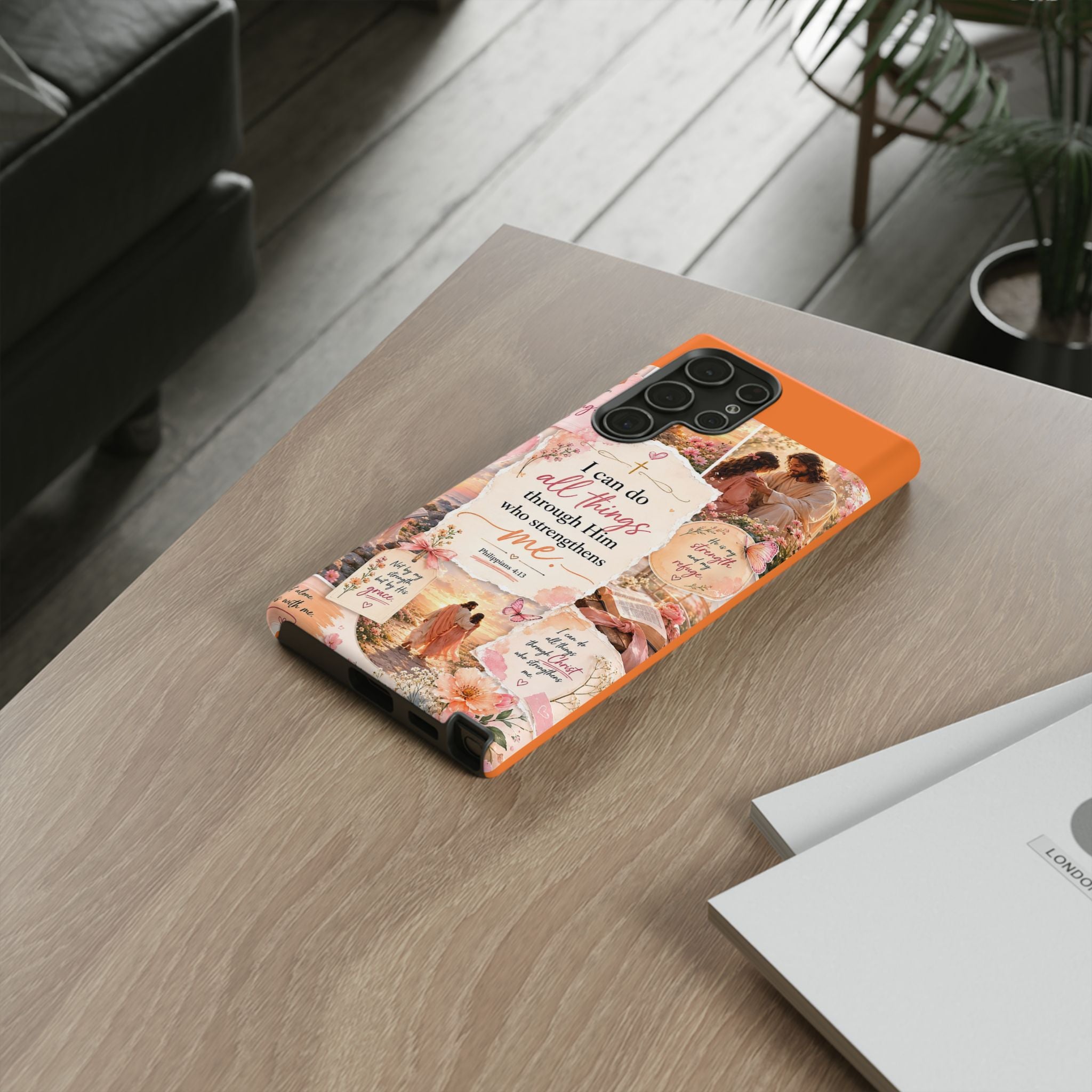 Christian Phone Case bible verses — "I Can Do All Things Through Him" Inspirational Scripture Design