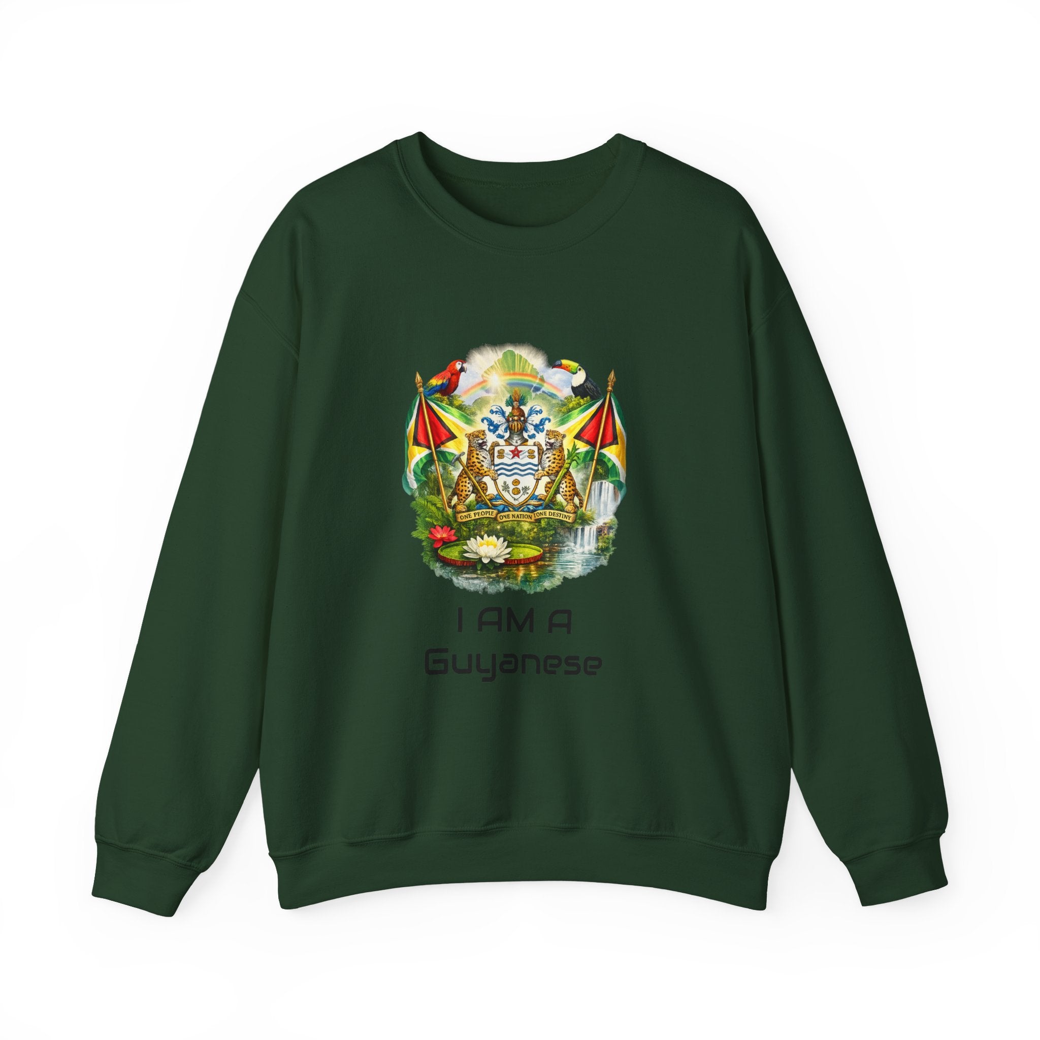 Guyana Flag Crewneck Sweatshirt — "One People One Nation One Destiny" Tropical Pride