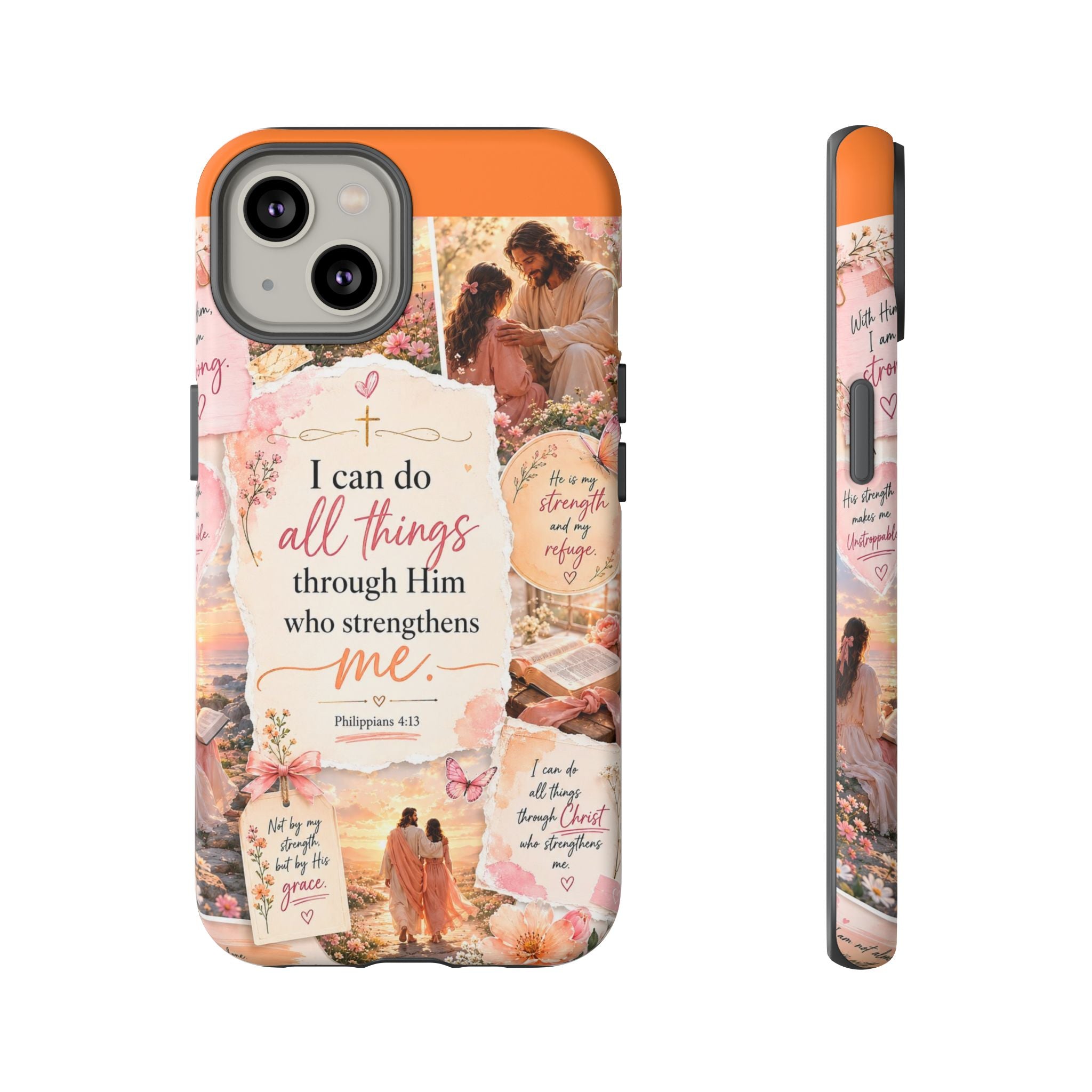 Christian Phone Case bible verses — "I Can Do All Things Through Him" Inspirational Scripture Design