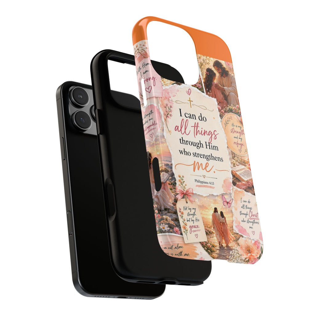 Christian Phone Case bible verses — "I Can Do All Things Through Him" Inspirational Scripture Design