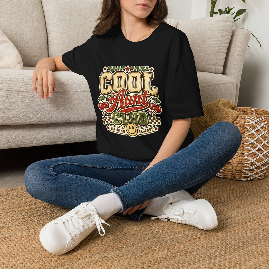 Cherries Pop T-Shirt Aunt Club Vintage Cherry Graphic Tee for Fun-Loving Aunts