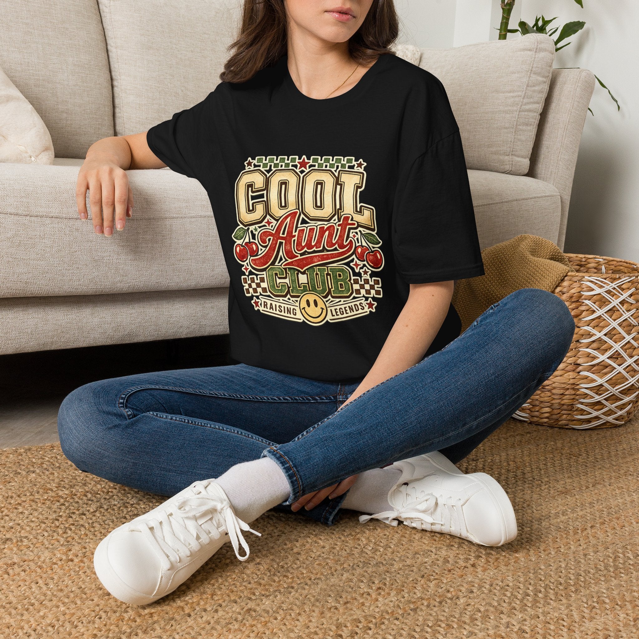 Cherries Pop T-Shirt Aunt Club Vintage Cherry Graphic Tee for Fun-Loving Aunts