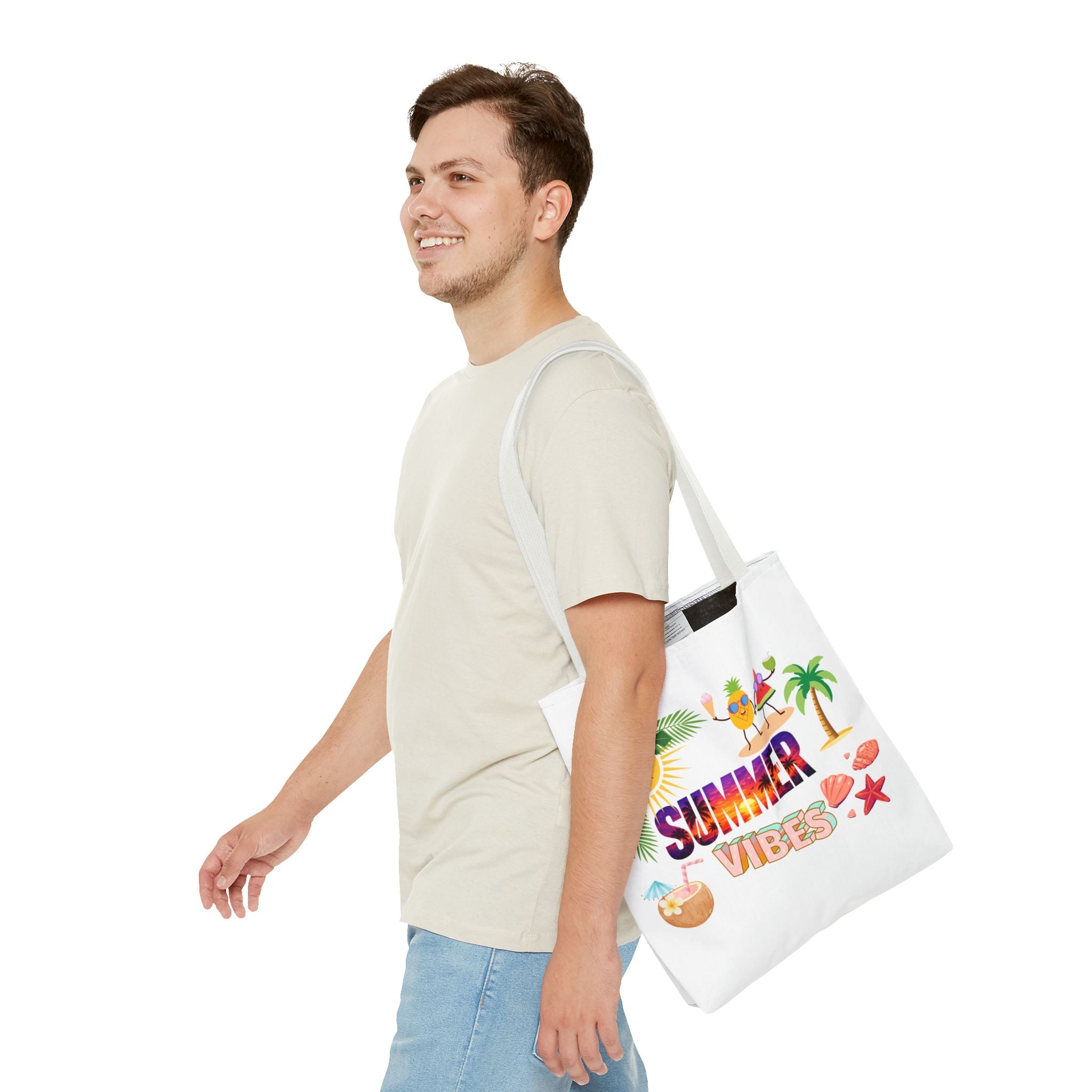 Summer Vibes Tote Bag — Pink Beach Holiday Grocery & Pool Tote