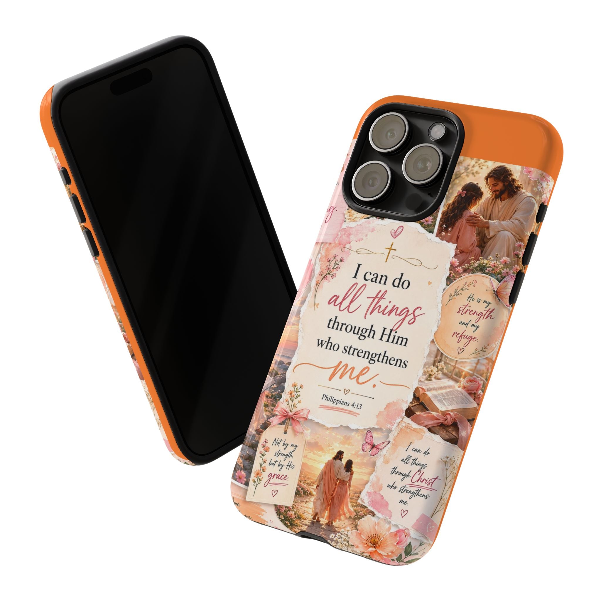 Christian Phone Case bible verses — "I Can Do All Things Through Him" Inspirational Scripture Design