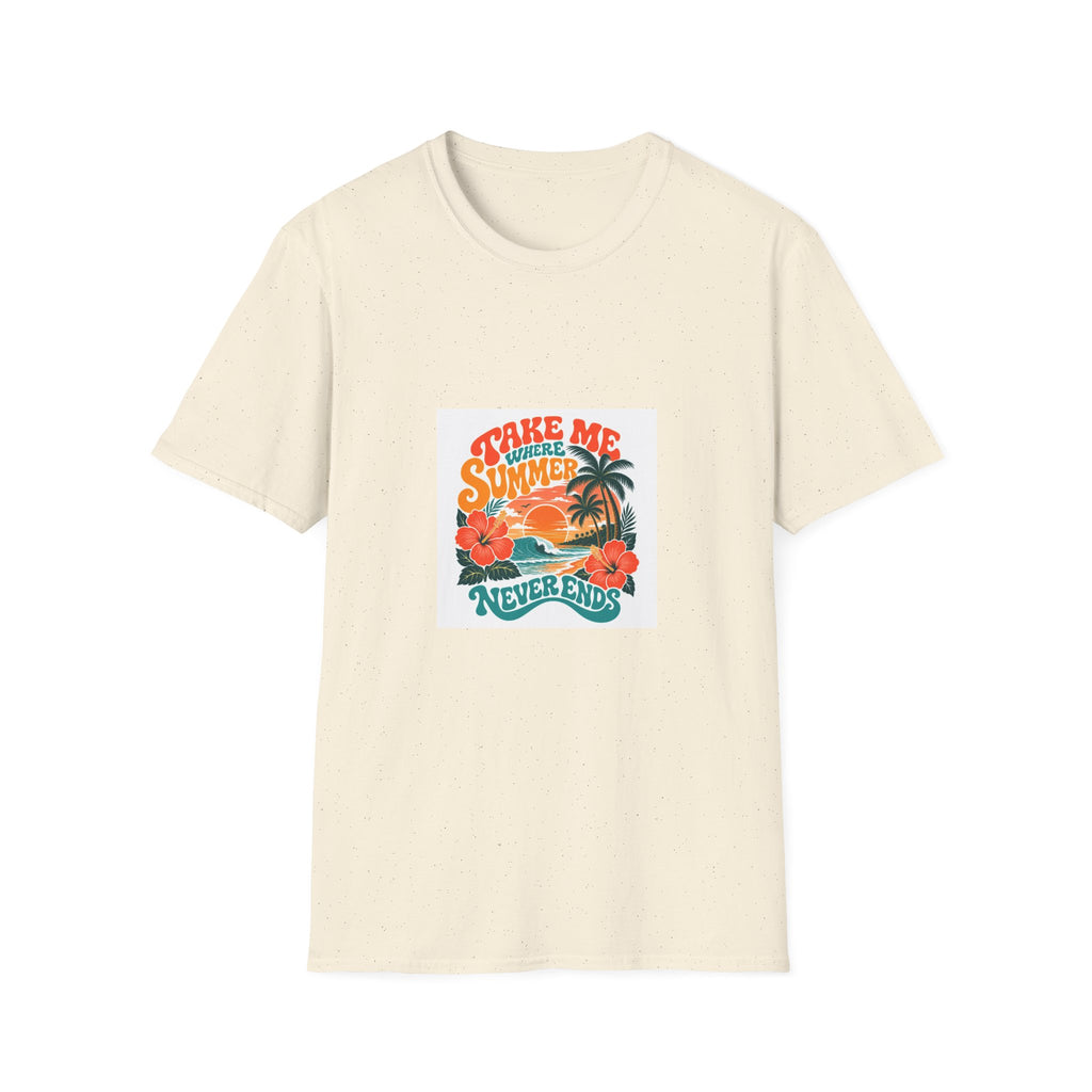 Summer  T-Shirts Summer Never Ends" Retro Palm Graphic Tee