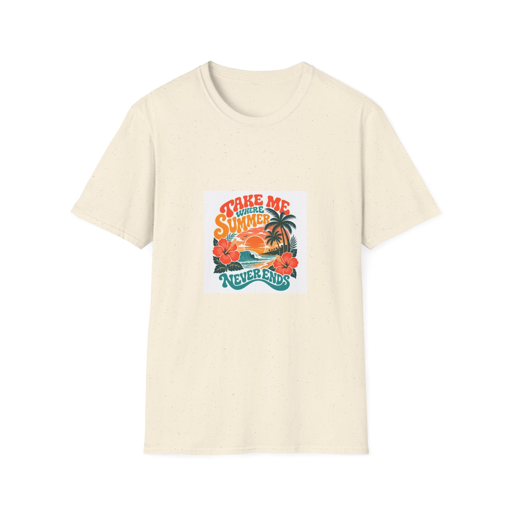 Summer  T-Shirts Summer Never Ends" Retro Palm Graphic Tee