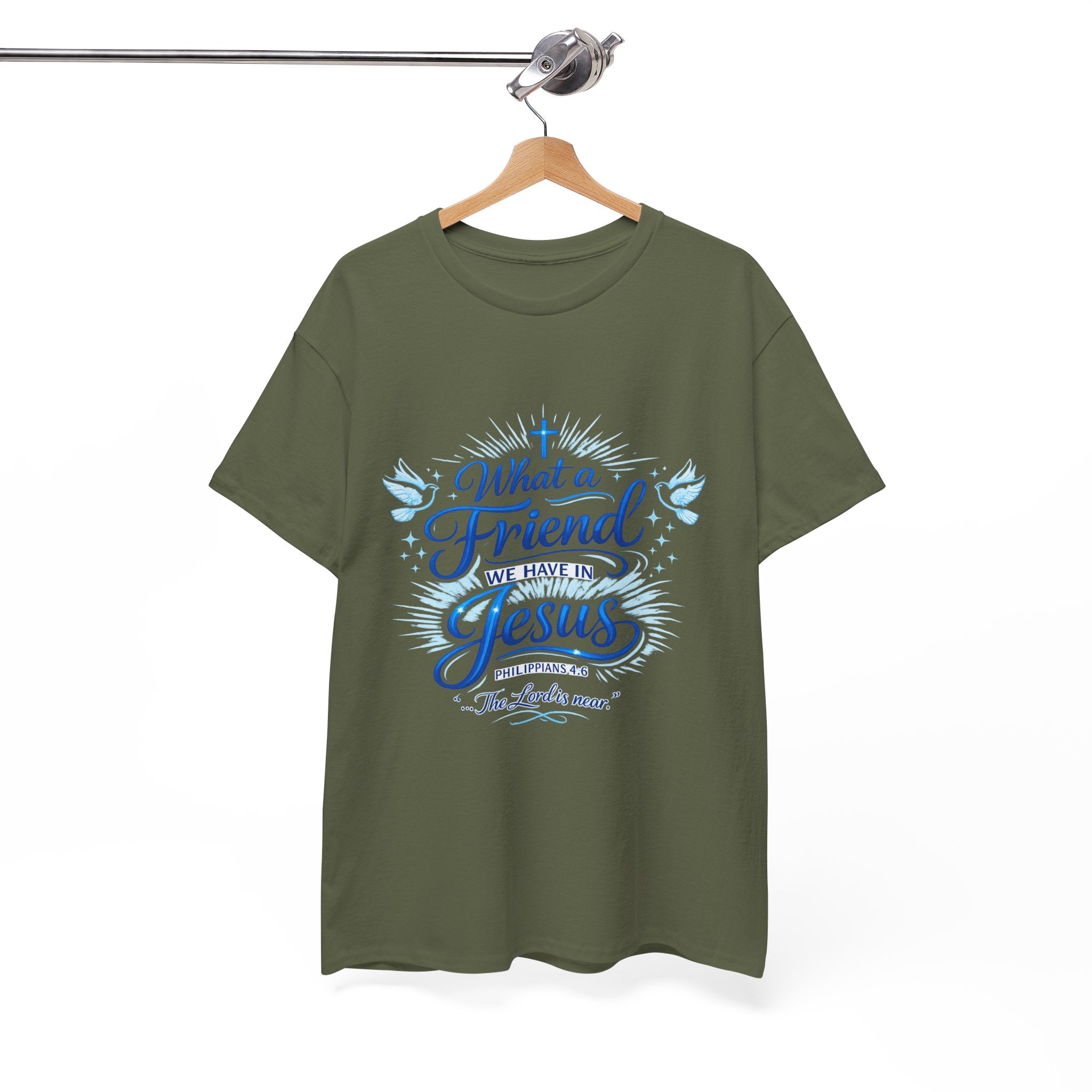 Christian Tee — “What a Friend We Have in Jesus” Inspirational Faith T-Shirt