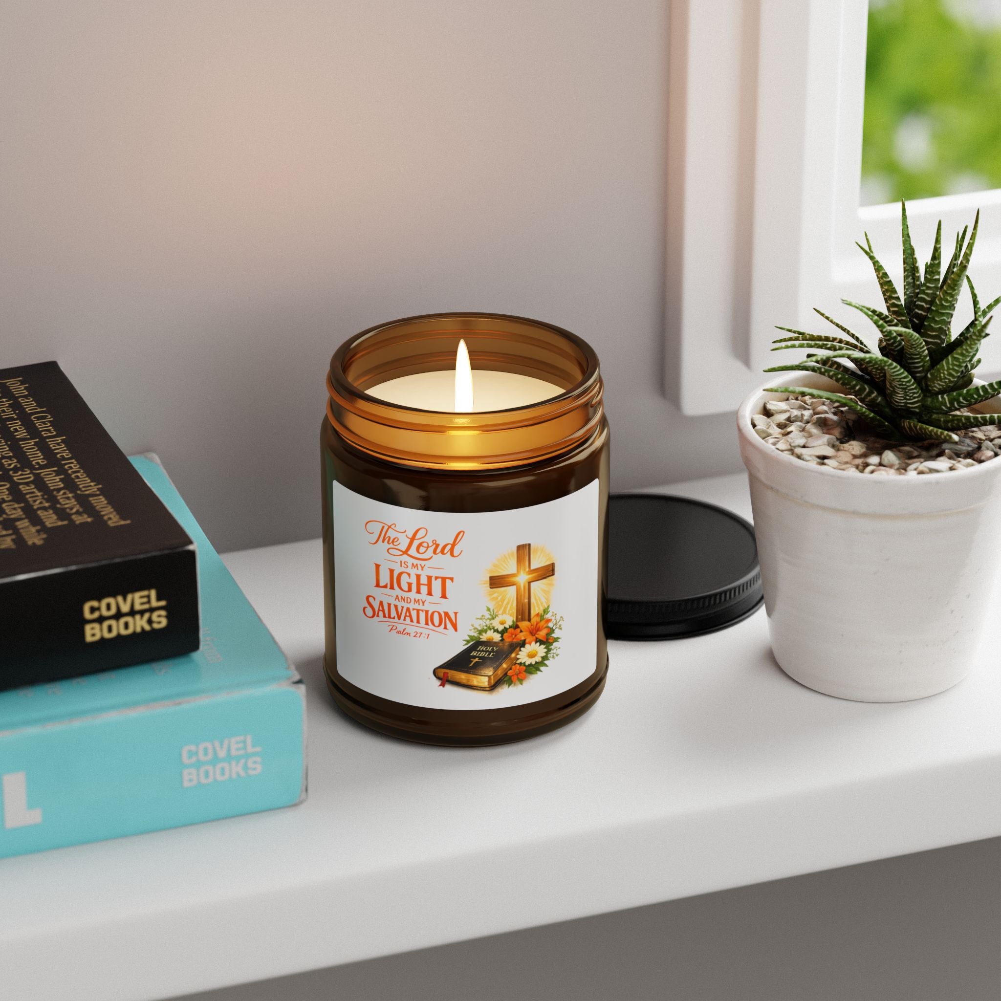 Faithful Light Soy Candle — 'The Lord Is My Light & Salvation' Amber Jar
