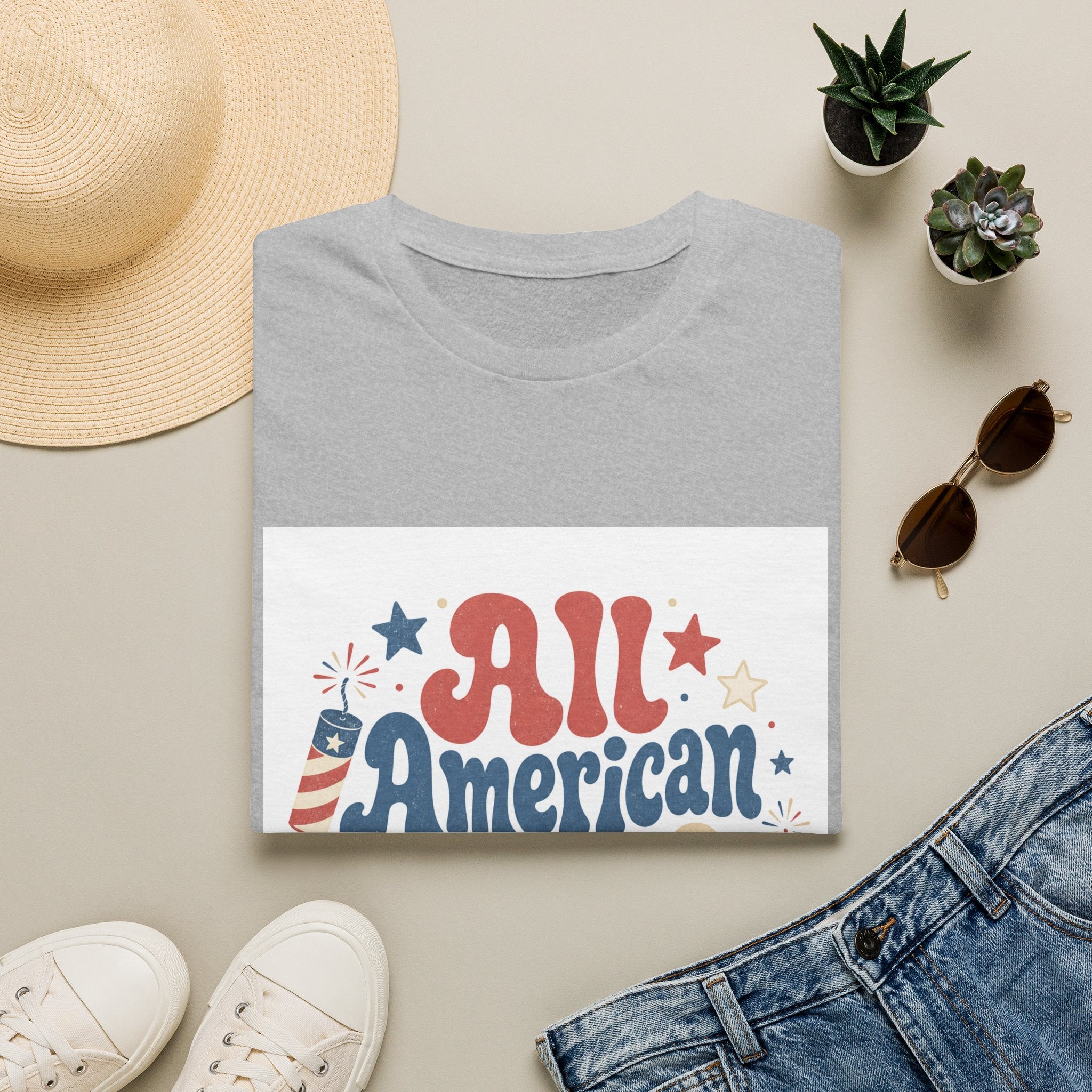 4th of July Tee  All American Tee — Retro Patriotic "All American Mama" Graphic T-Shirt