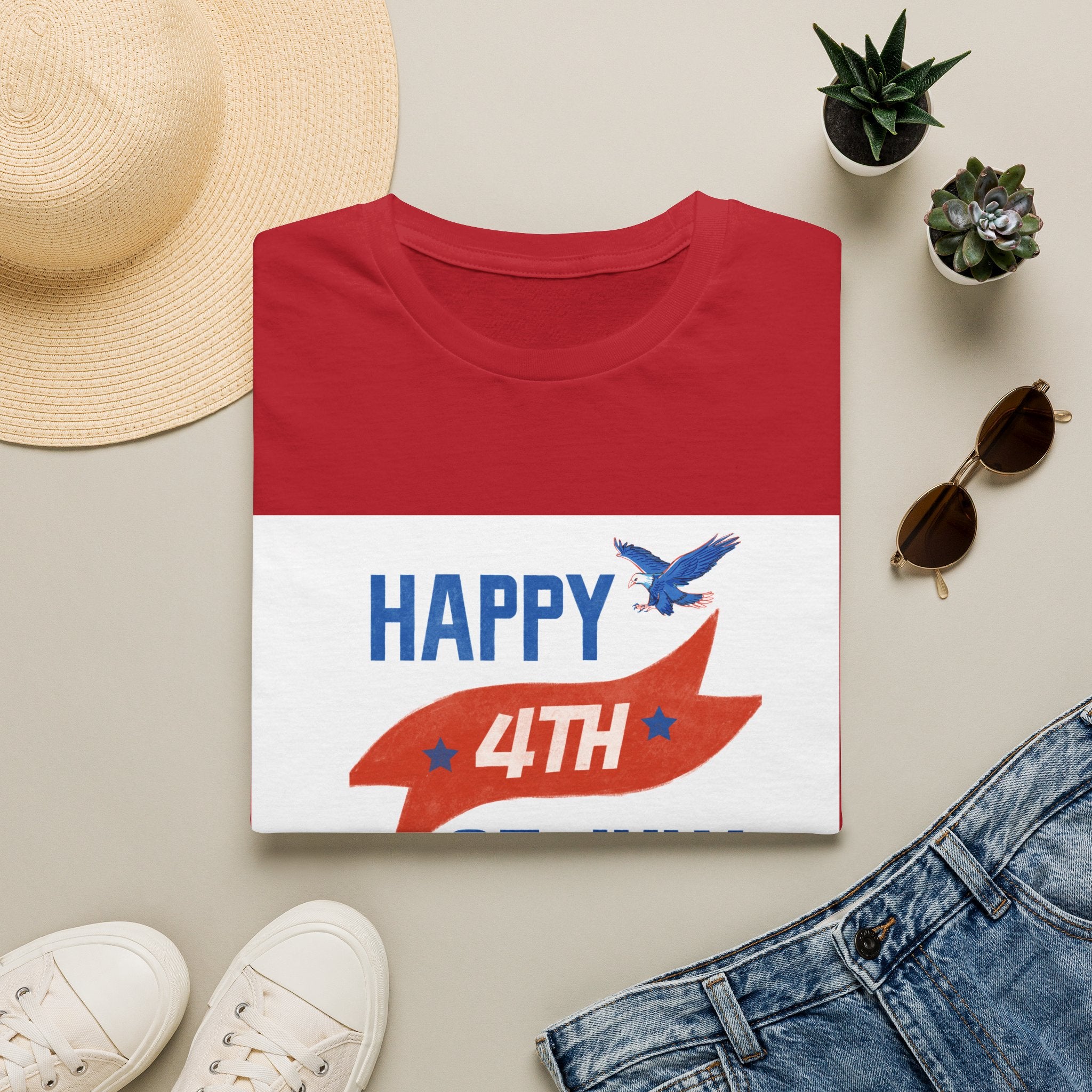 Happy 4th of July Eagle T-Shirt | Patriotic Fireworks Tee