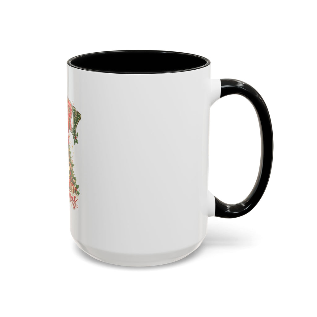 Merry Christmas Accent Coffee Mug – Festive Holiday Tree & Bow (11/15oz)