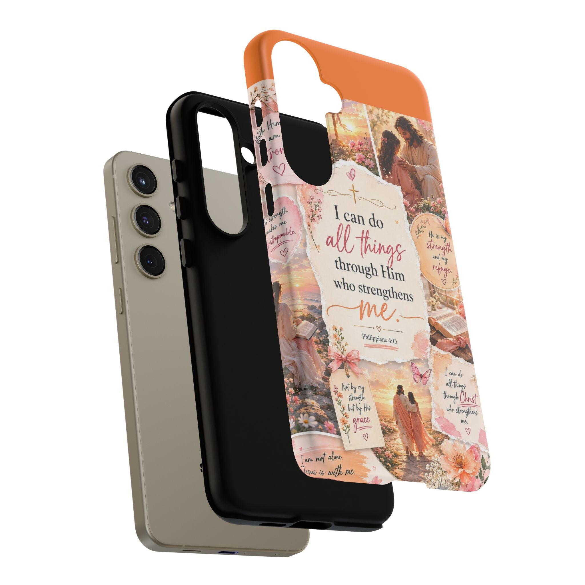 Christian Phone Case bible verses — "I Can Do All Things Through Him" Inspirational Scripture Design