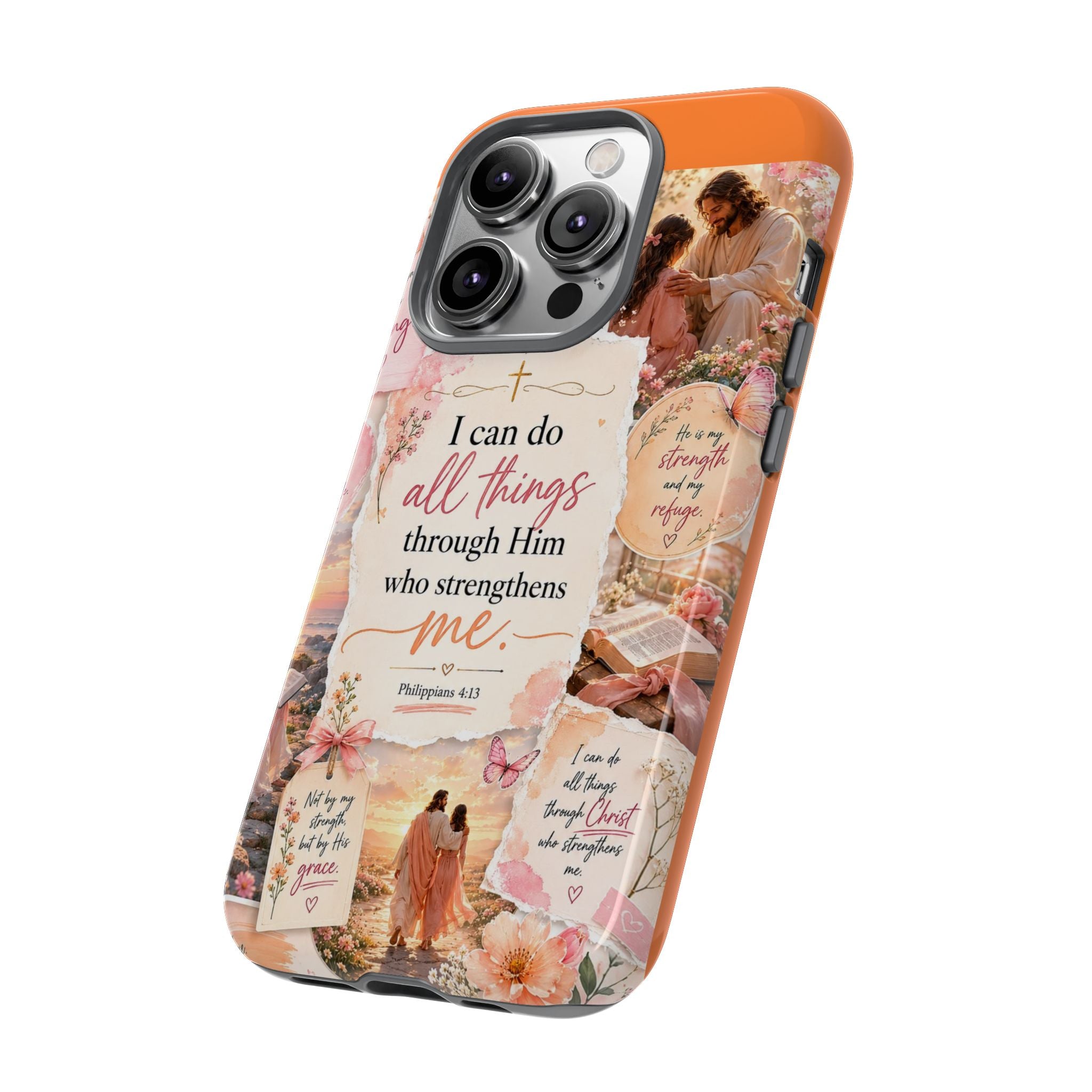 Christian Phone Case bible verses — "I Can Do All Things Through Him" Inspirational Scripture Design