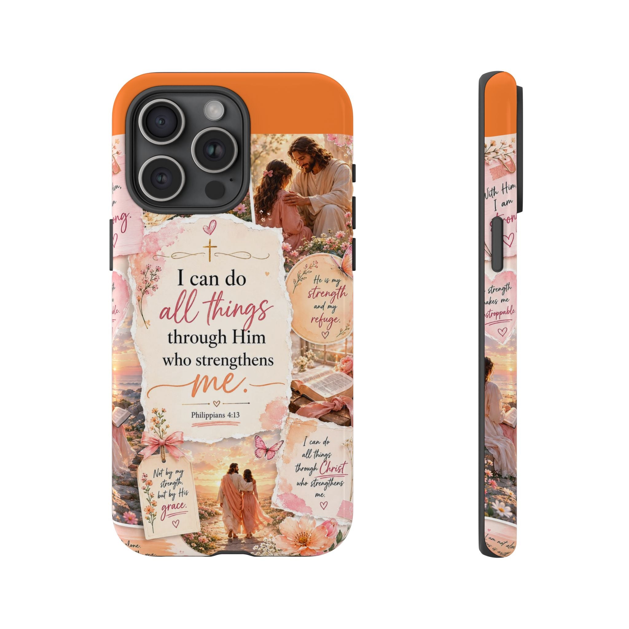 Christian Phone Case bible verses — "I Can Do All Things Through Him" Inspirational Scripture Design