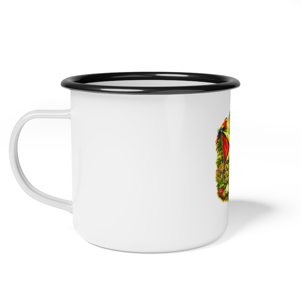 Enamel Cup  camp cup — Guyana Flag Vintage Nature Design “One People, One Nation, One Destiny”