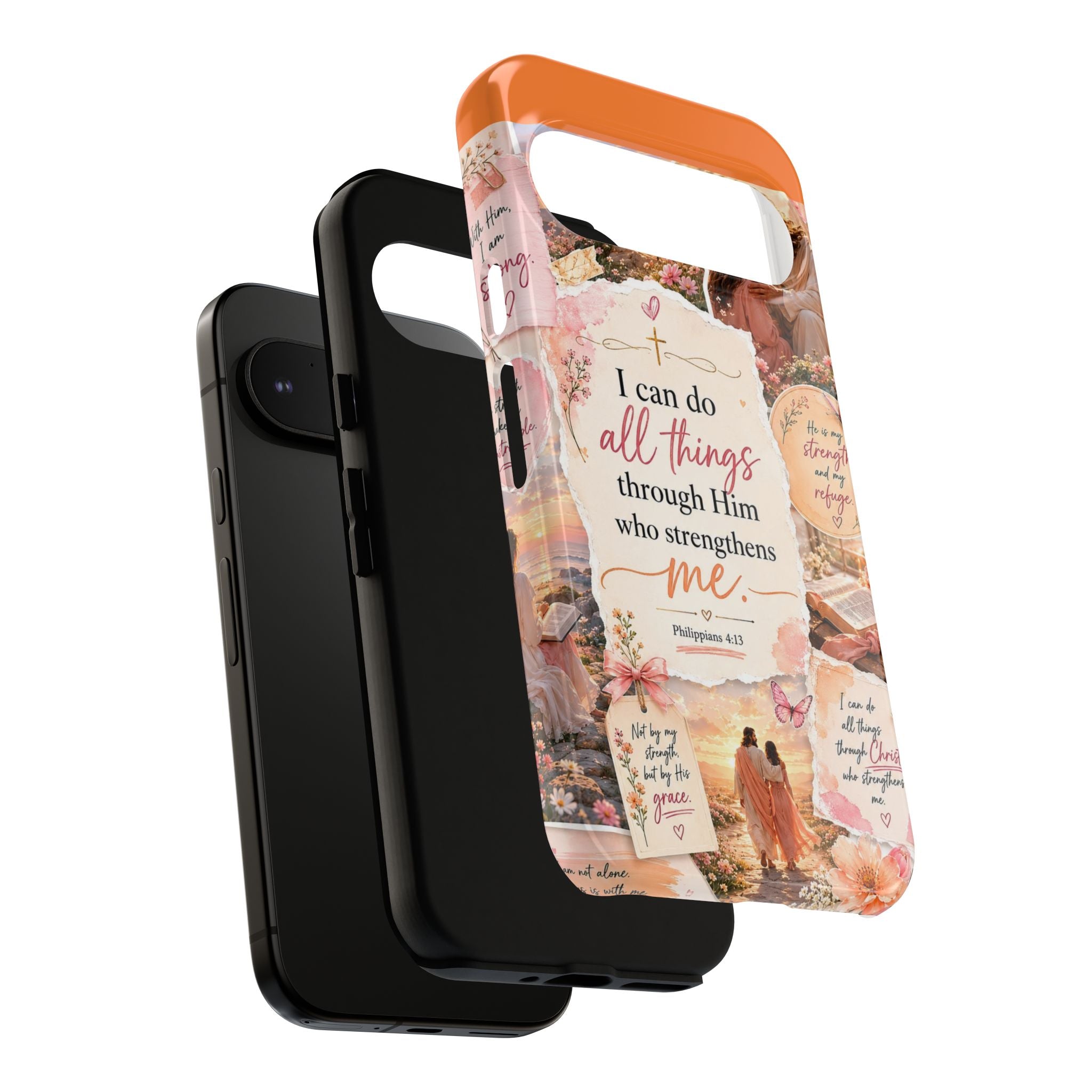 Christian Phone Case bible verses — "I Can Do All Things Through Him" Inspirational Scripture Design