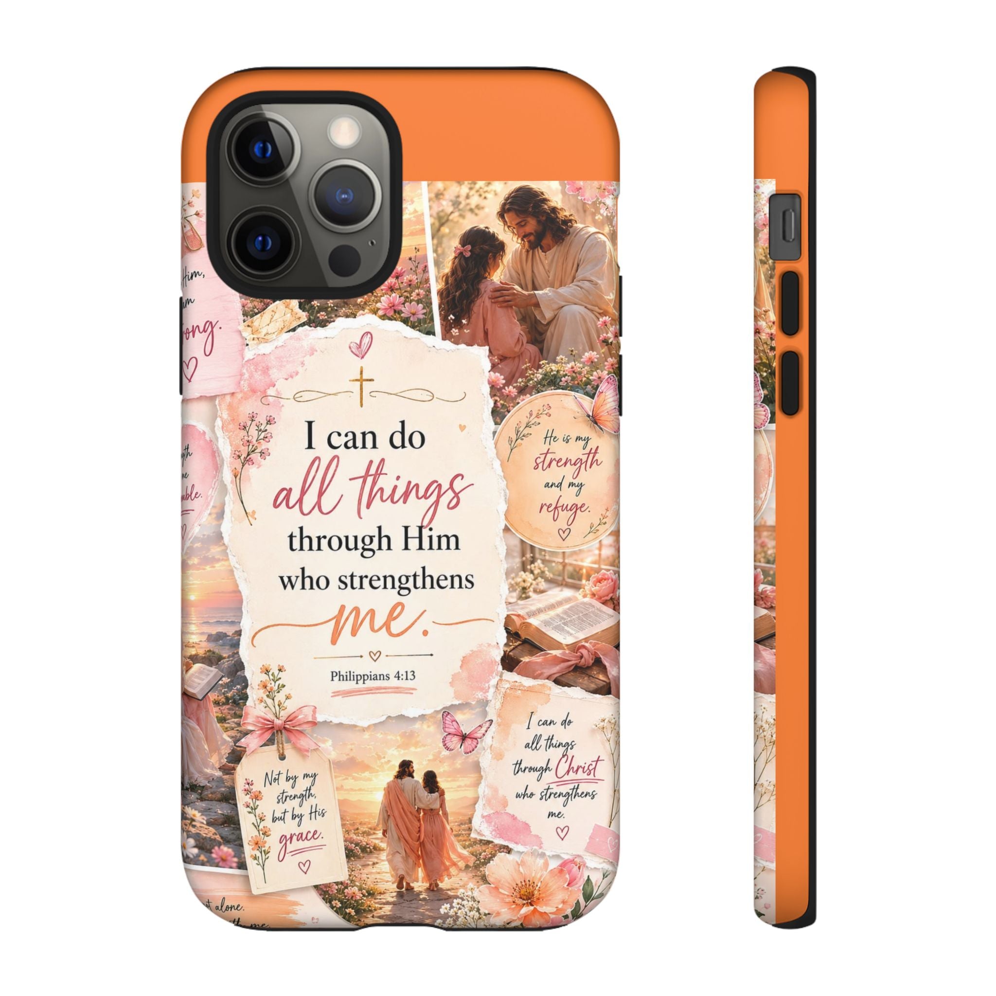 Christian Phone Case bible verses — "I Can Do All Things Through Him" Inspirational Scripture Design