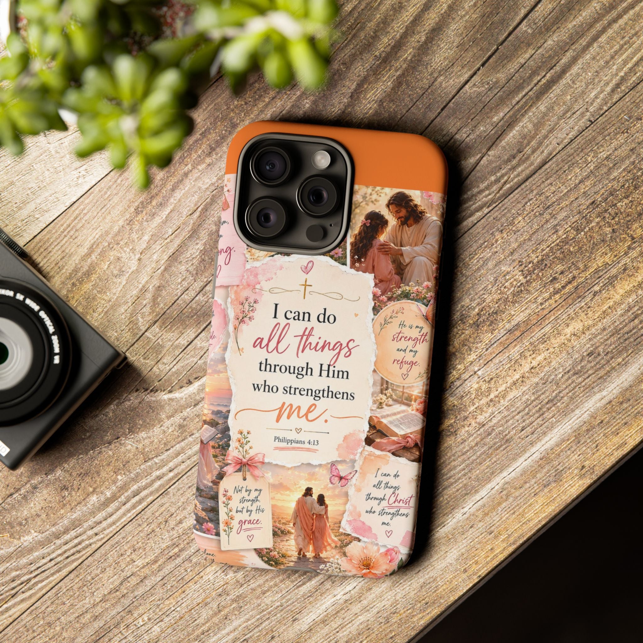 Christian Phone Case bible verses — "I Can Do All Things Through Him" Inspirational Scripture Design