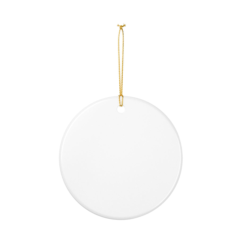 Circle Ceramic Ornament — “Merry Christmas” Santa Hat Holiday Decoration
