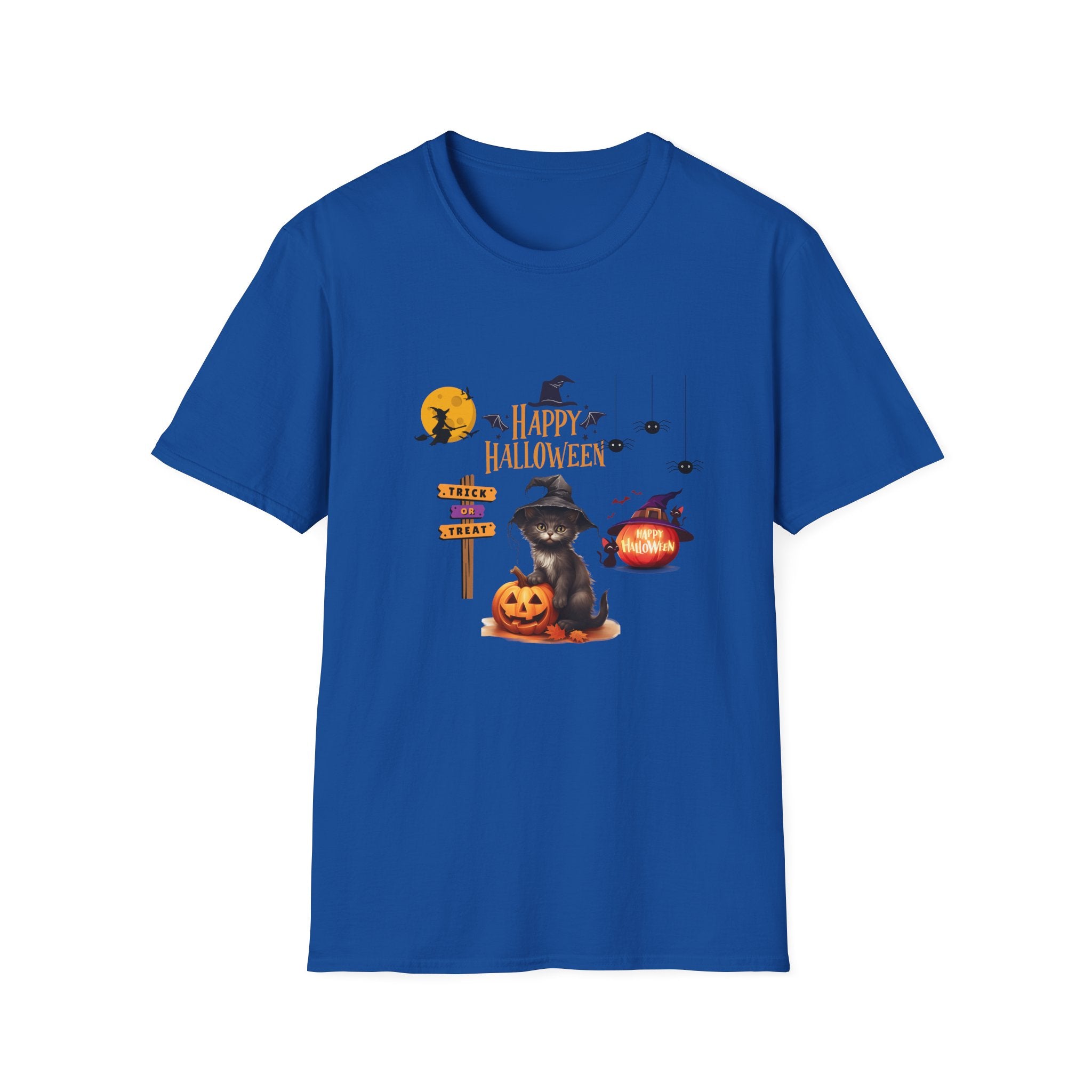 Happy Halloween Witch T-Shirt — Cute Pumpkin, Bats & Spooky Icons Tee